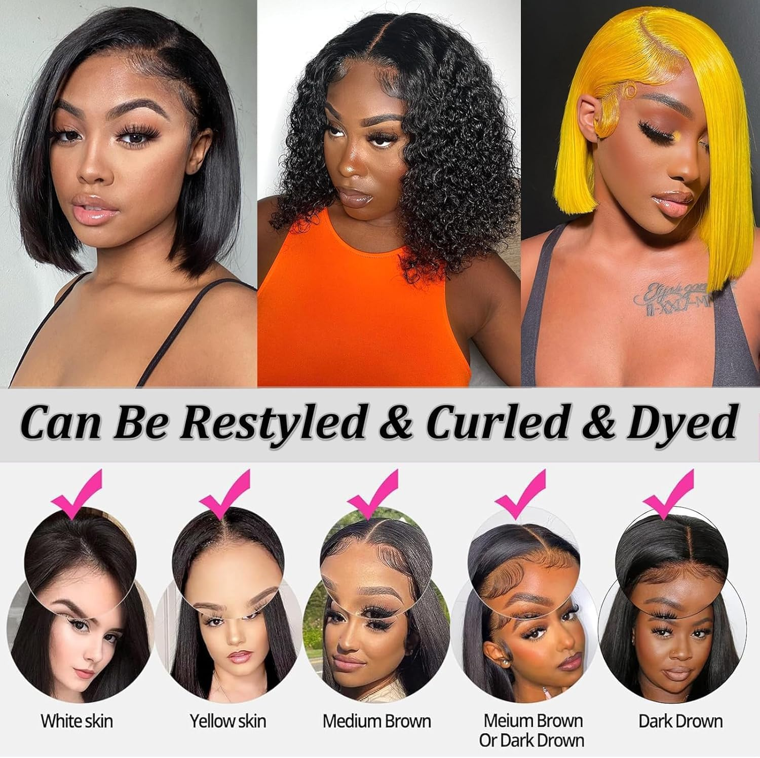 Chocolate Brown Women'S Natural Brazilian 13X4 Lace Front Wig Human Hair Straight Brazilian Virgin Natural Straight Bob Lace Front Wig 16 Inch image number 4