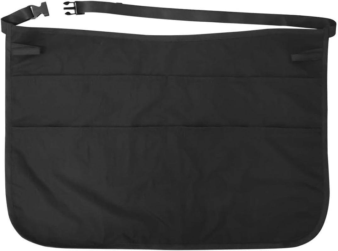 4 Pockets Black Waist Apron, Server Aprons with Antibacterial Lining for Hair for Waitresses Waiters Chefs Serving Aprons Barber Tools (50 X 37CM) image number 1