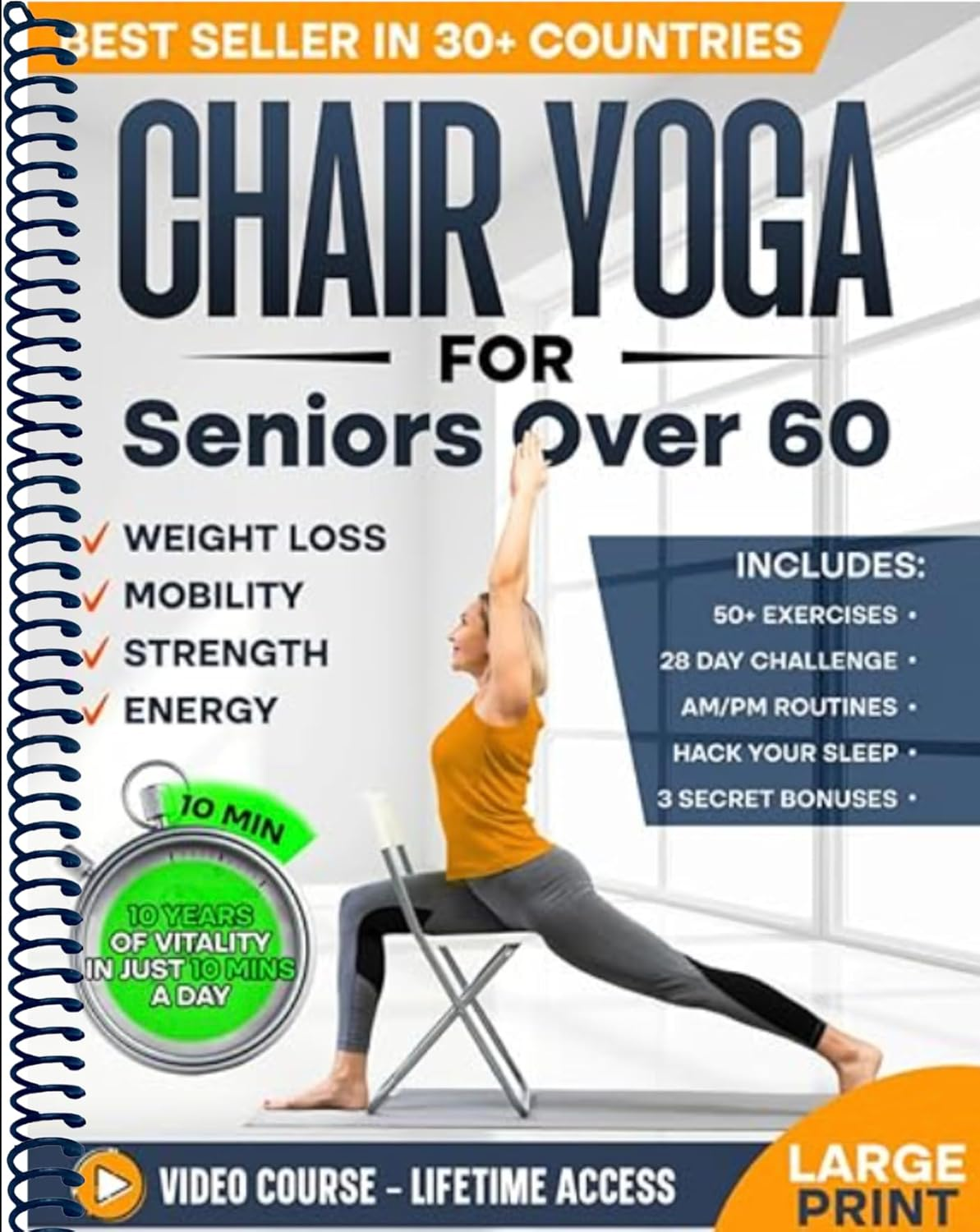 Chair Yoga for Seniors over 60: Complete Guide to Feel 10 Years Younger in Just 10 Minutes a Day - Exercise Book for Toning & Weight Loss image number 3