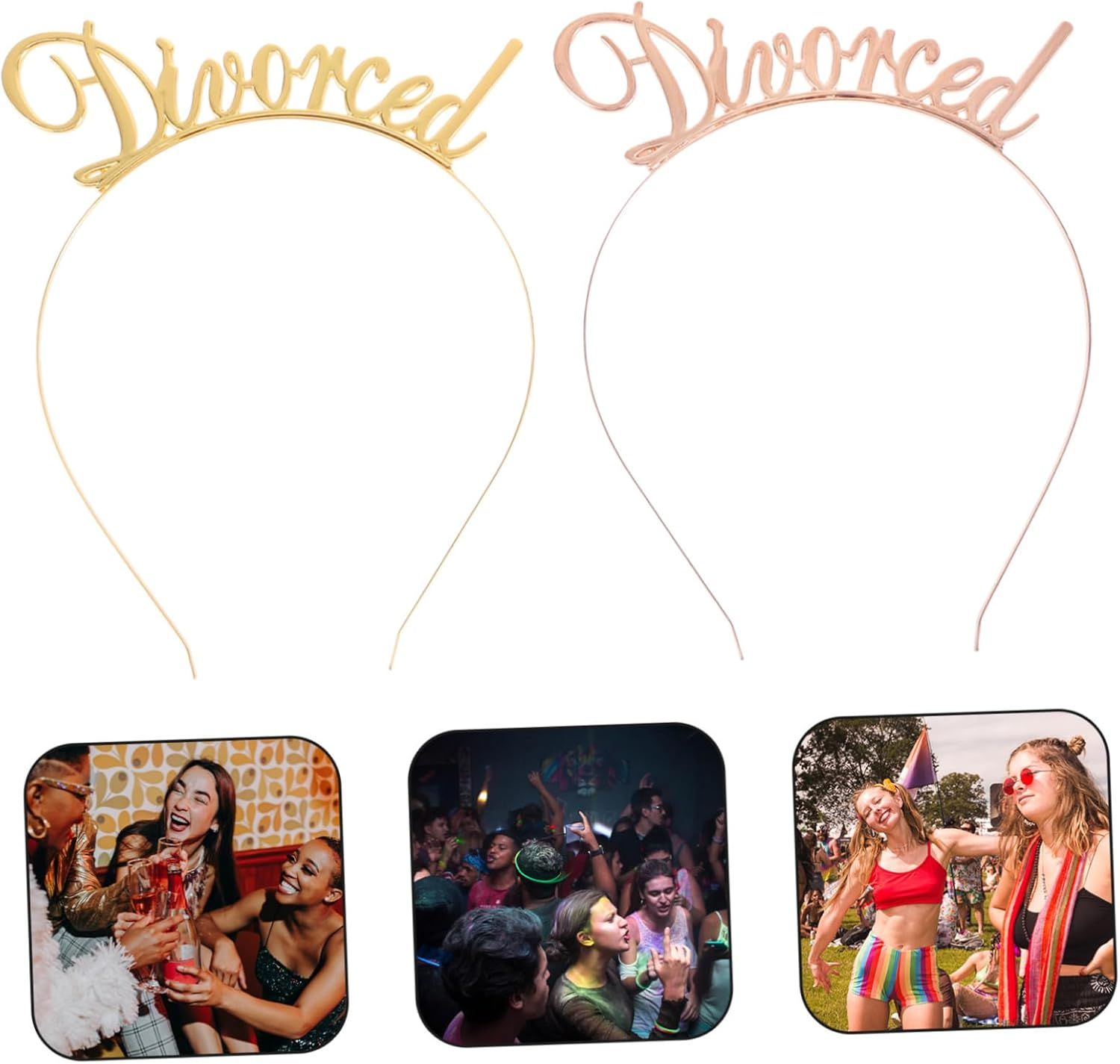 HONITANO Pack of 2 Divorced Party Hair Accessories Metal Headband with Letters Women'S Gold Rose Gold Lightweight Durable Accessory for Divorce Party and Festive Occasions image number 6
