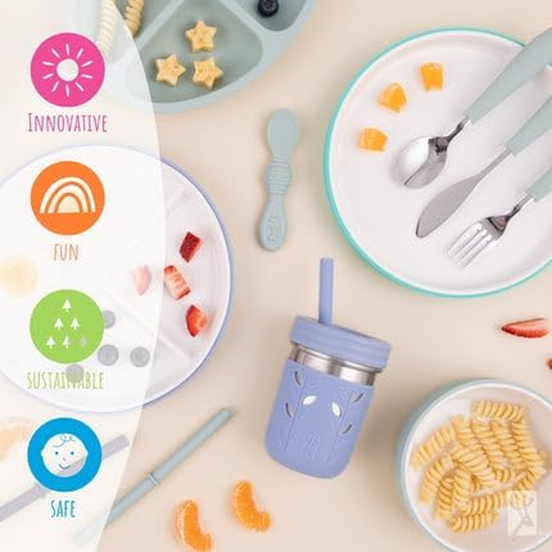 Elk and Friends 24Oz Glass Mason Jar &ndash; Pack of 4 | Bamboo Straw Lids + Stainless Steel Straws | Smoothie + Iced Coffee + Bubble Tea Cups | Glass Cups with Lids and Straws | Dishwasher Safe image number 2