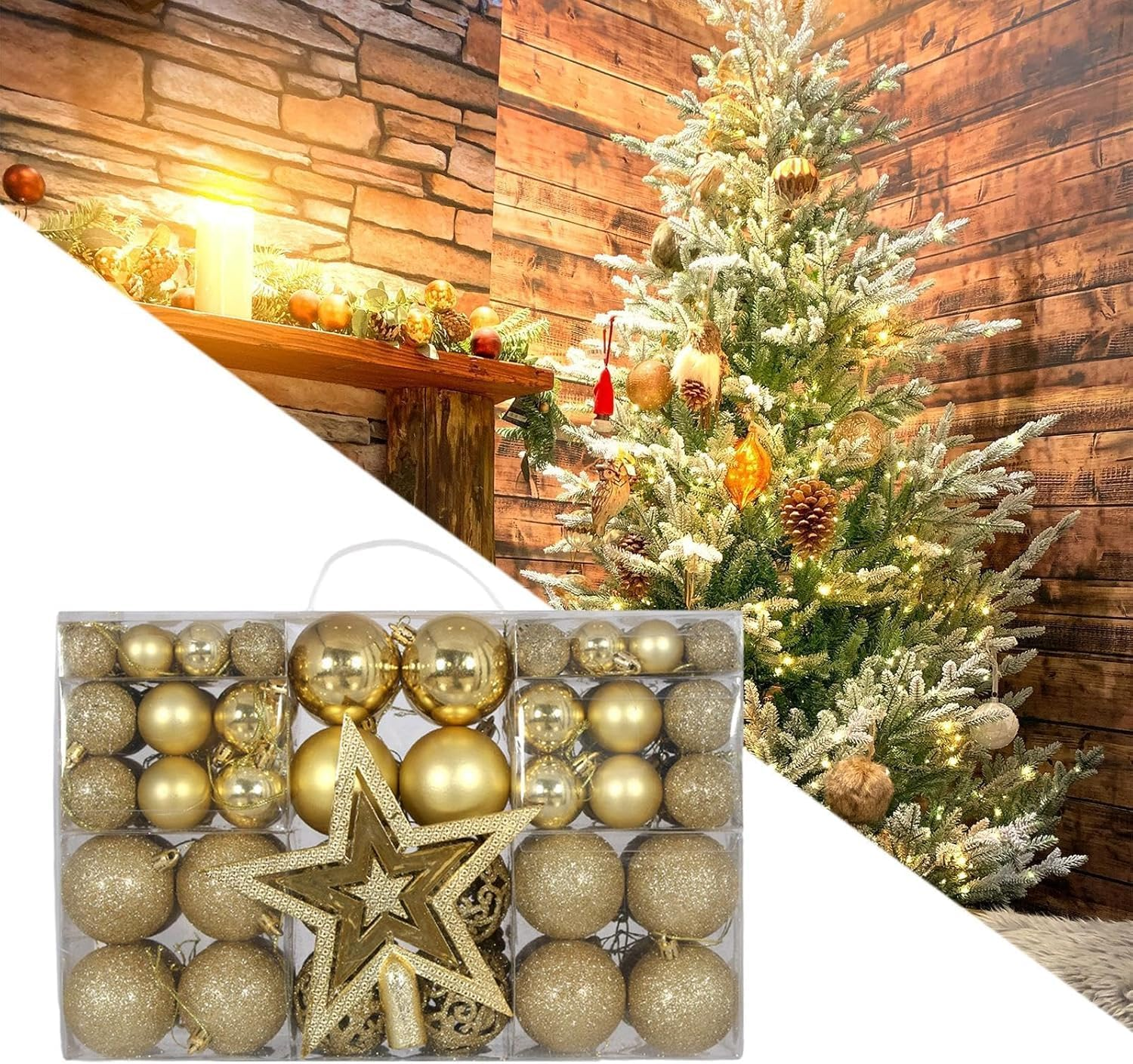 101Pcs Gold Christmas Ball Ornaments, Shatterproof Baubles Festive Wedding Hanging Decorations with Hooks for Christmas Tree Home Holiday Party Decor Birthday Gift (101PC Golden)