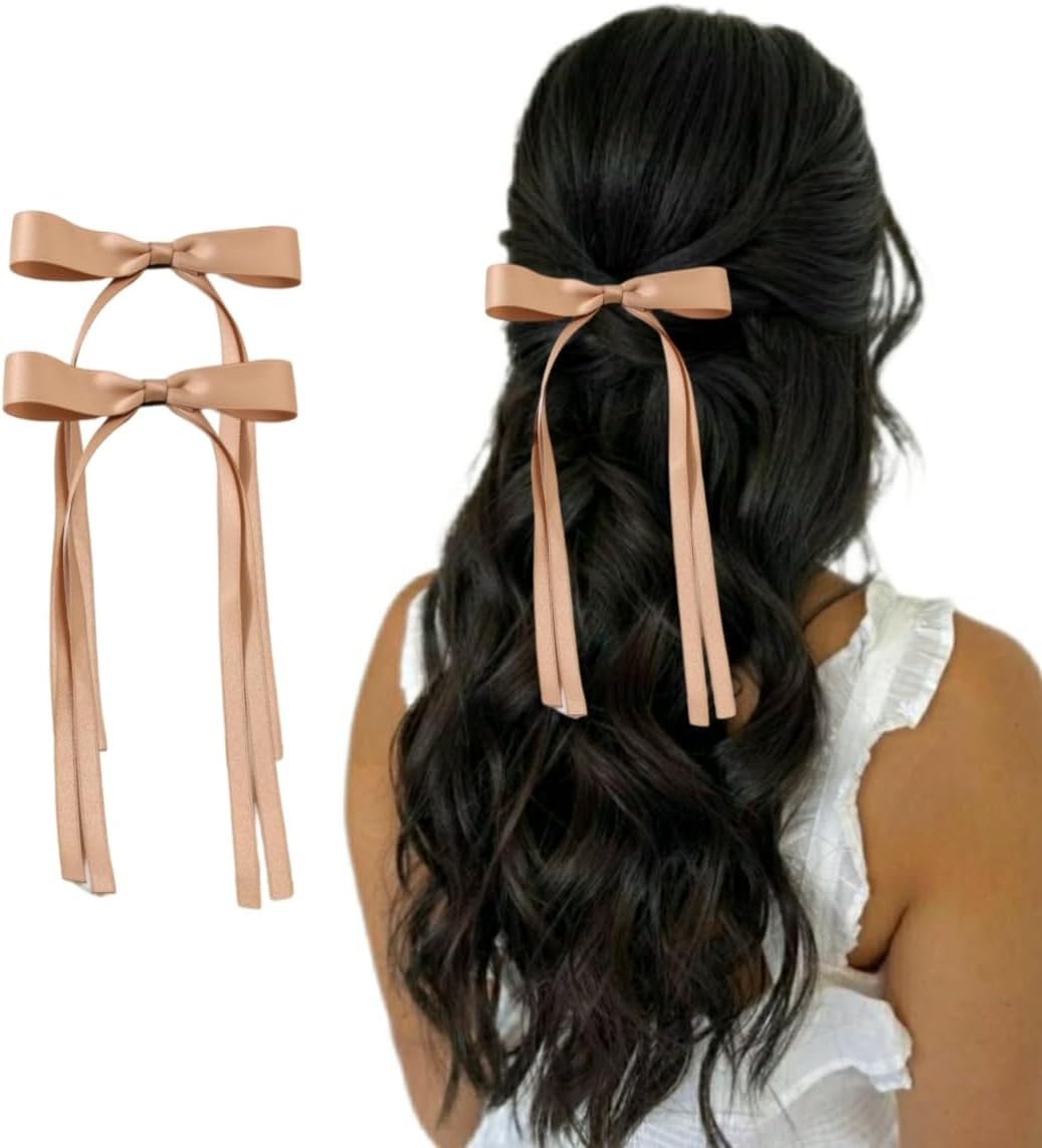 Hair Bands - Bows for Hair Coquettes with Satin Bow (2, Champagne Gold) image number 1