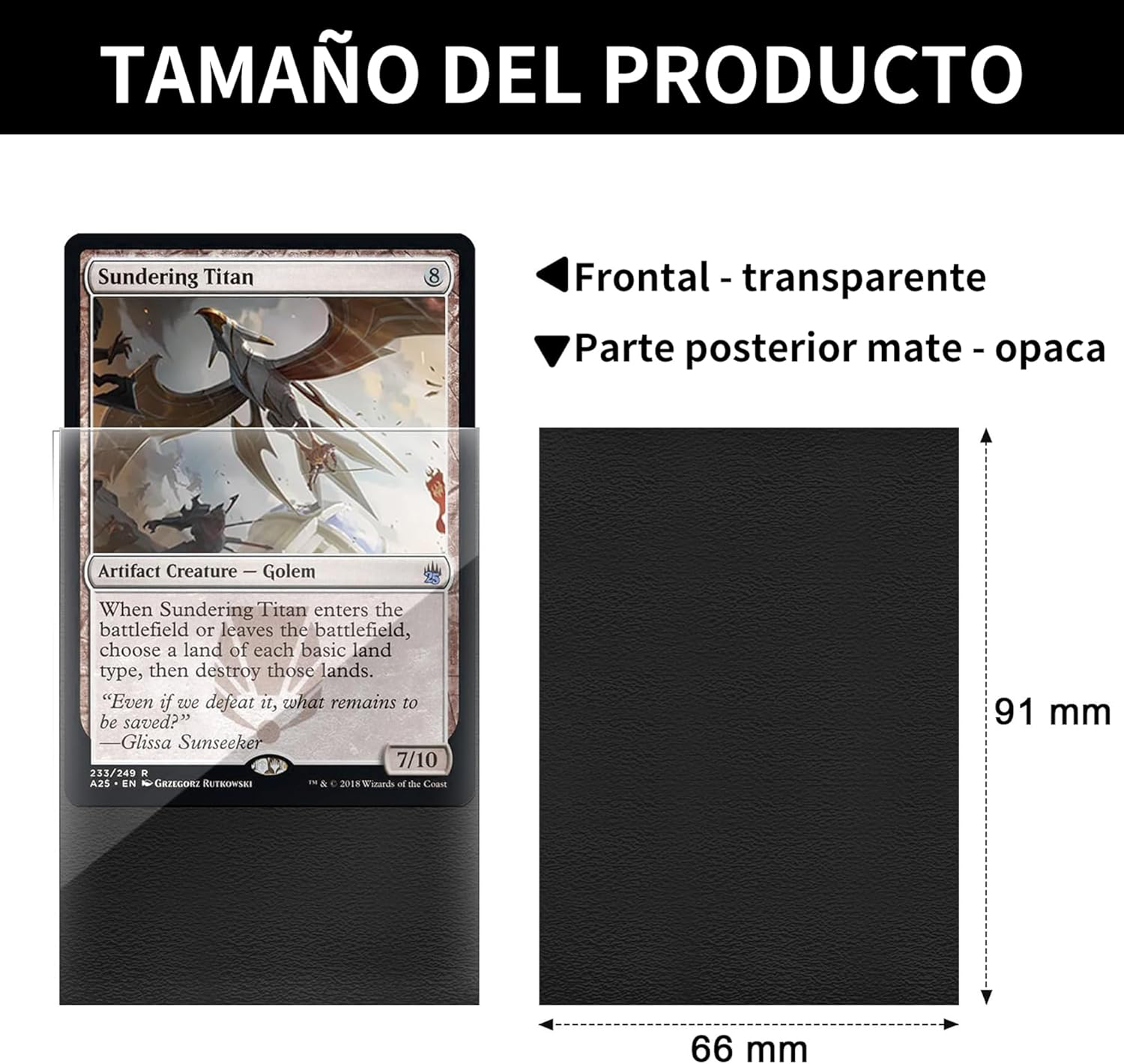 Black MTG Card Sleeves 200 Pack, Standard Card Sleeves Sturdy MTG Matte Back Finish, Perfect Shuffling - Protect All Your Trading Collectible Cards, Never Tear 66X91Mm