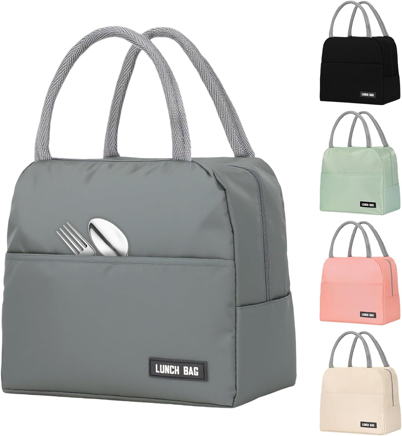 Viiotu Insulated Lunch Bag, Small Lunch Bag for Women Men Kid, Reusable Lunch Cooler Bag for Work Office Outdoor Picnic Camping (Black)