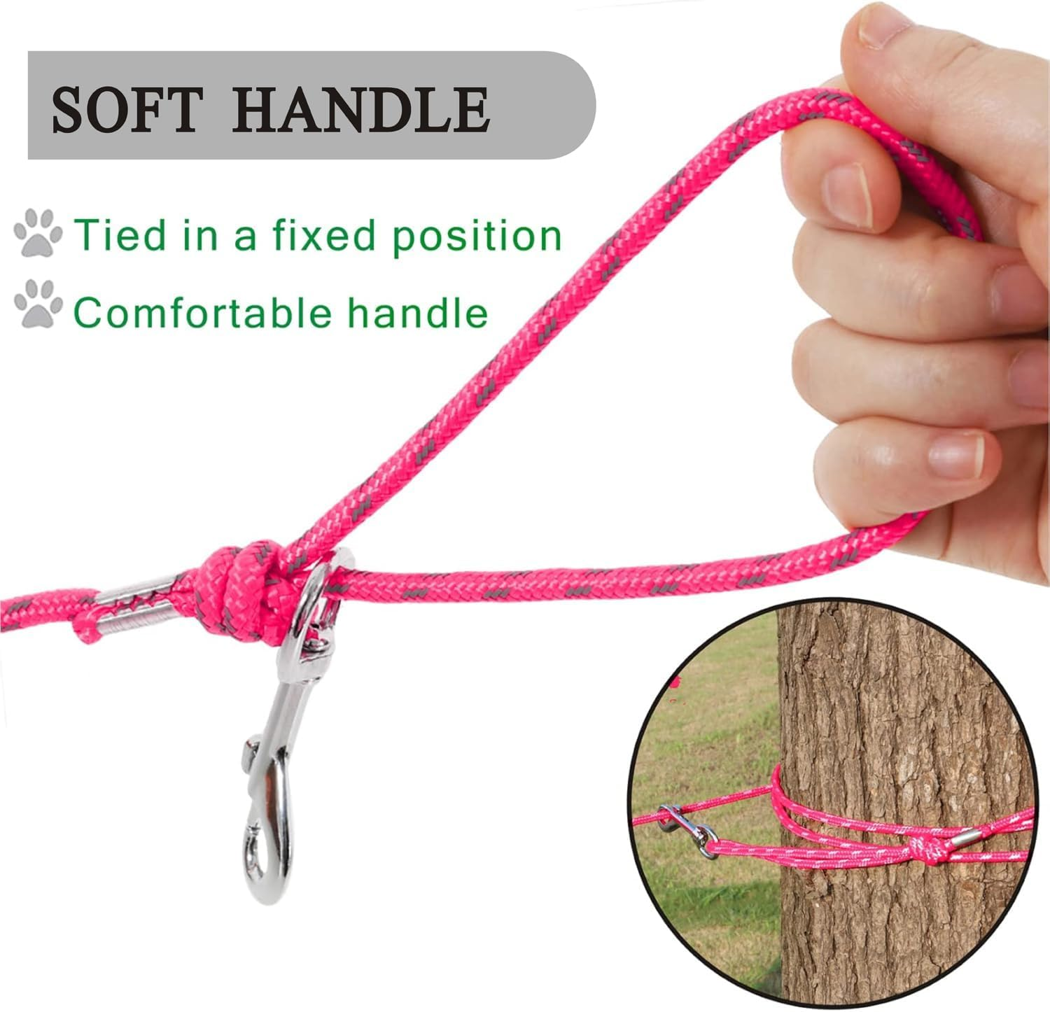 Reflective Cat Leash -30FT Cat Cable Out Leash Escape Proof Walking Leads Yard Long Leash Durable Safe Leash Traning Play Outdoor for Puppies/Kittens/Small Animals(Hotpink) image number 3