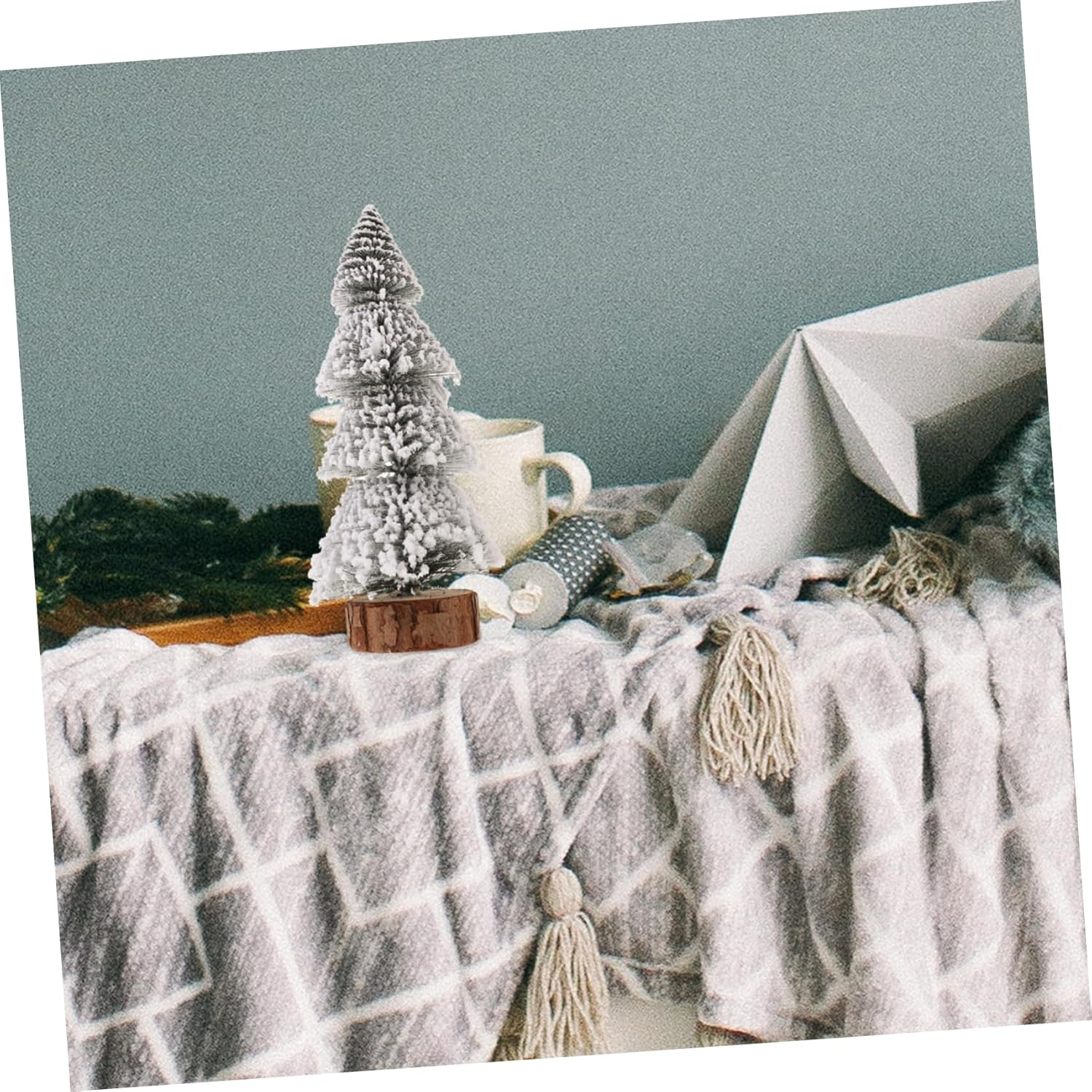 Flat Bottom Mini Christmas Trees Artificial Desktop Decorations 2Pcs Set image number 6