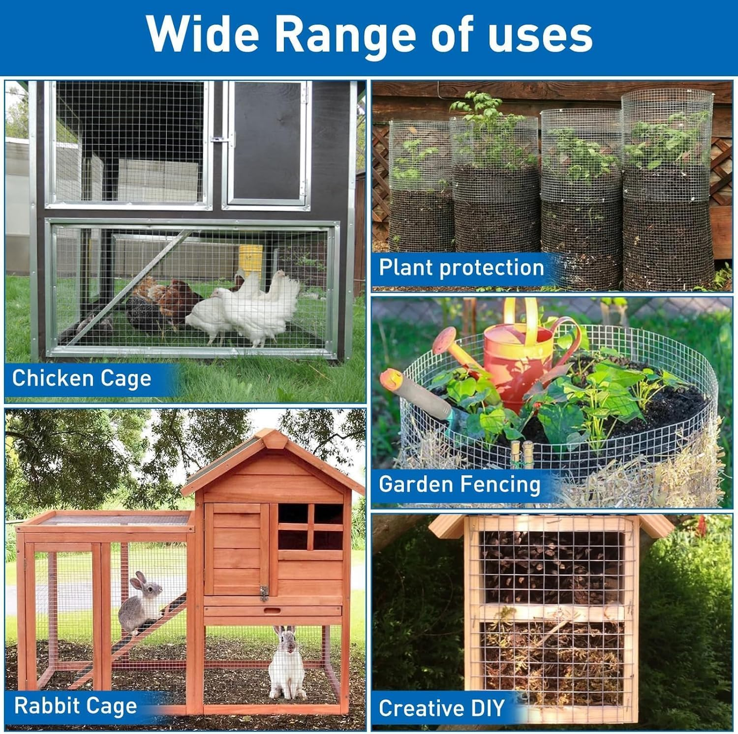 Hardware Cloth 1/2Inch 20Inx15Ft 19 Gauge,Double-Layer Hot-Dip Galvanizing after Welding,Chicken Wire Netting Garden Wire Fencing Rabbit Snake Fence Chicken Coop Plant Supports image number 6