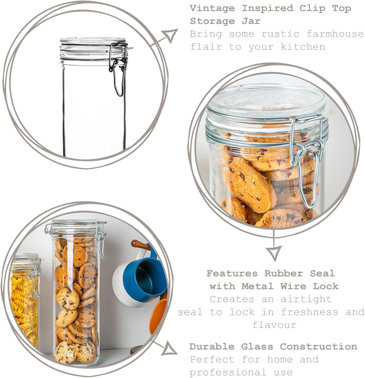 Rocco Bormioli Spaghetti Jar Fido Glass, Airtight Cap, Height 26 Cm image number 2