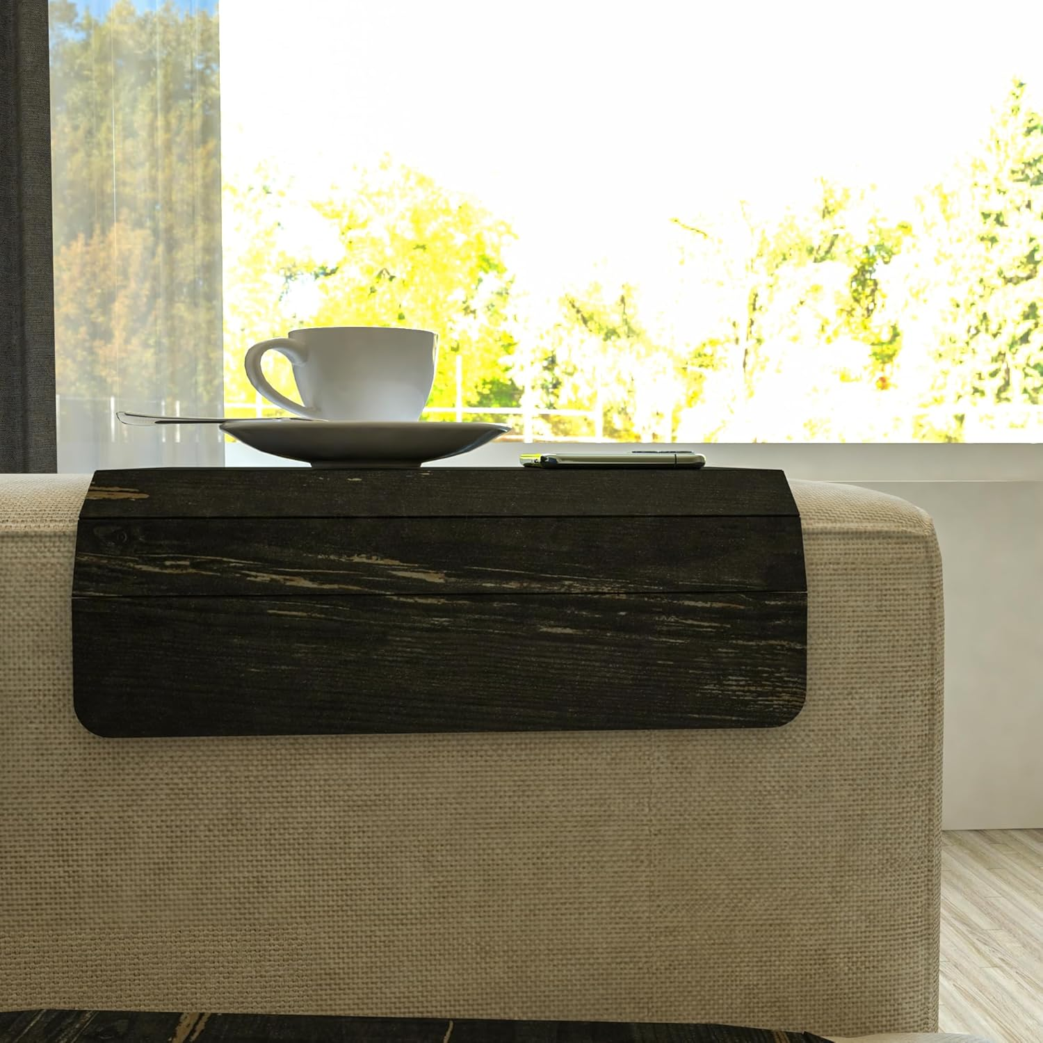 Ultimate Premium Products Wooden Sofa Tray, Armrest Tray Table for Couch, Foldable, Flexible Sofa Tray with 15.8"" X 11"", Snacks, Remote Control or Phone Holder Set of 2 | Dream image number 3