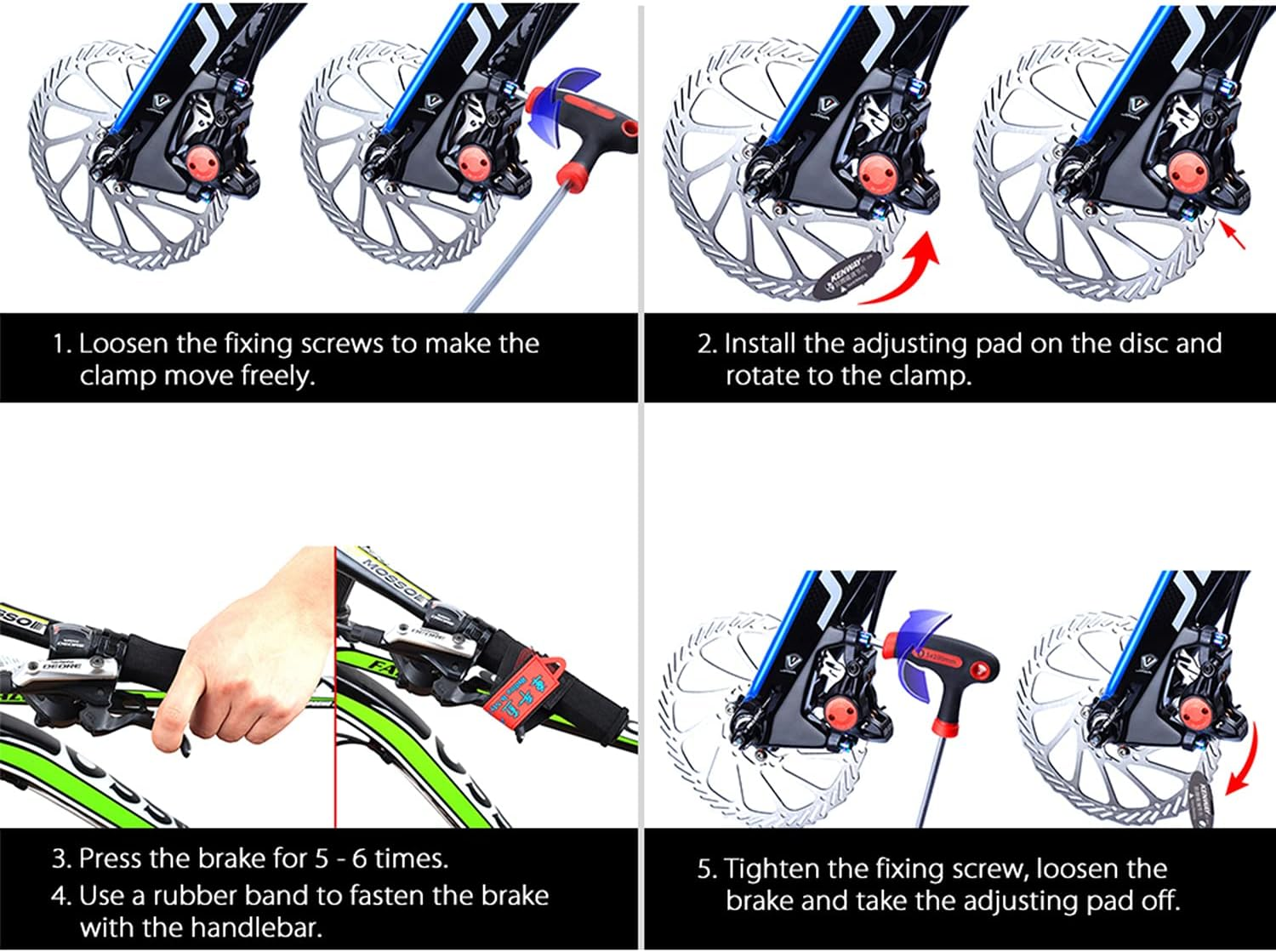 MTB Disc Brake Pads Adjusting Tool Kit - Bicycle Pads Mounting Tools Rotor Brake Bike Repair Spacer Assistant Alignment, Set of 5 image number 2