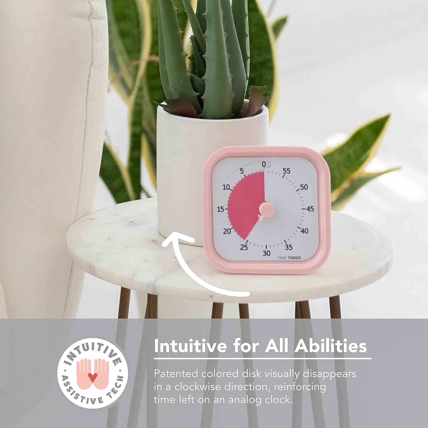 TIME TIMER Home MOD - 60-Minute Visual Timer for Children - Homeschool Supplies Study Tool, Timer for Children'S Desk, Office Desk and Meetings with Silent Operation (Peony Pink), 9 X 5 X 9 Cm image number 6