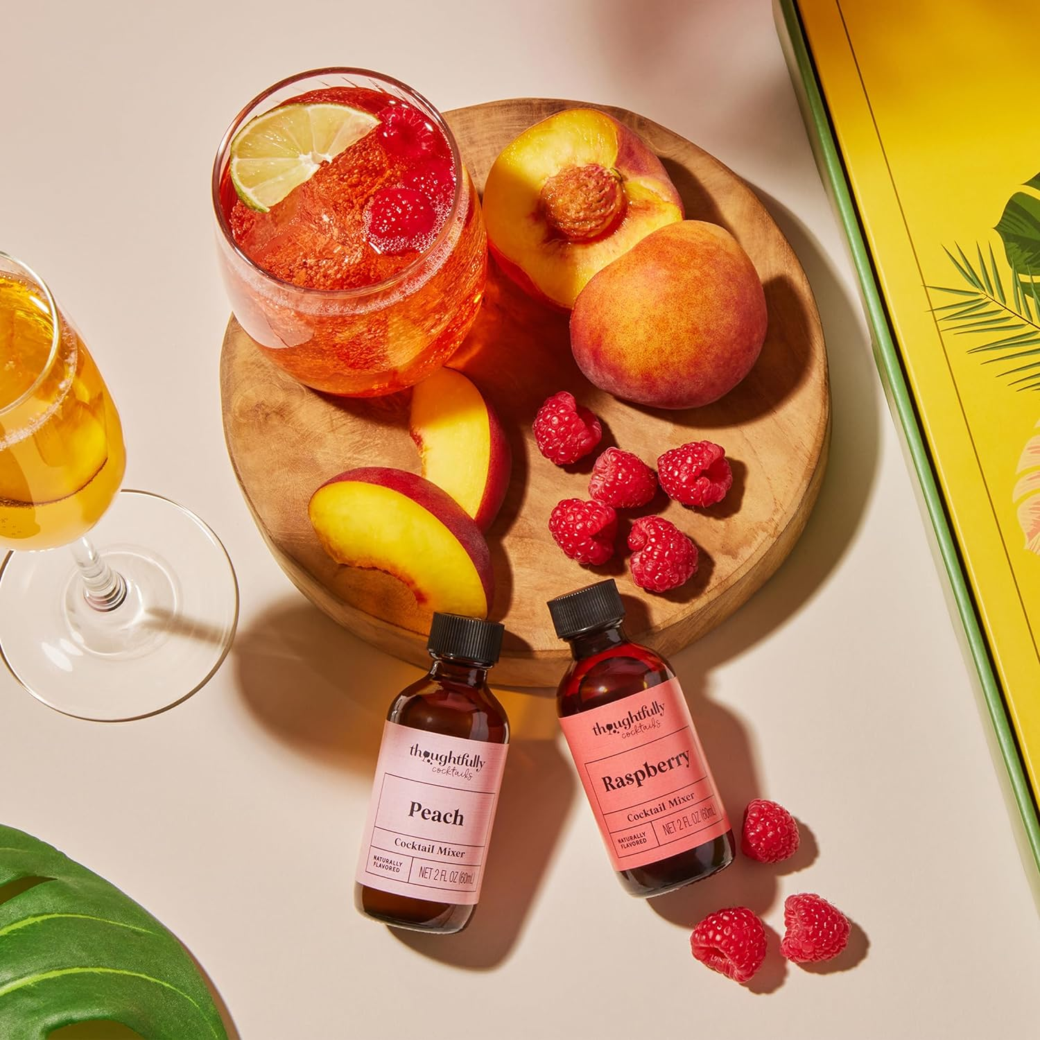 Thoughtfully Cocktails, Natural Cocktail Mixer Gift Set in Mini Glass Bottles, 15 Unique and Classic Drink Flavors Include Mojito, Passion Fruit, Peach and More, Set of 15 (NO Artificial Flavor)