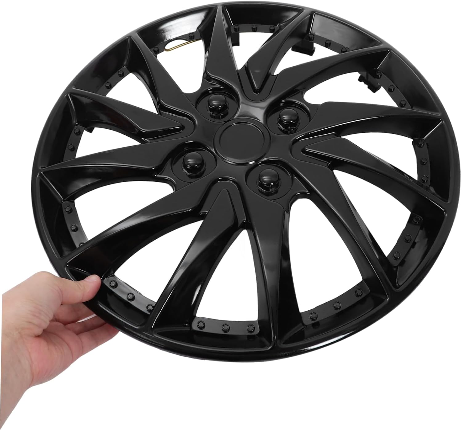 Happyyami Car Wheel Hubcaps 14 Inch Sturdy Pp Hubcap Wheel Covers with Dirt Protection Black image number 4
