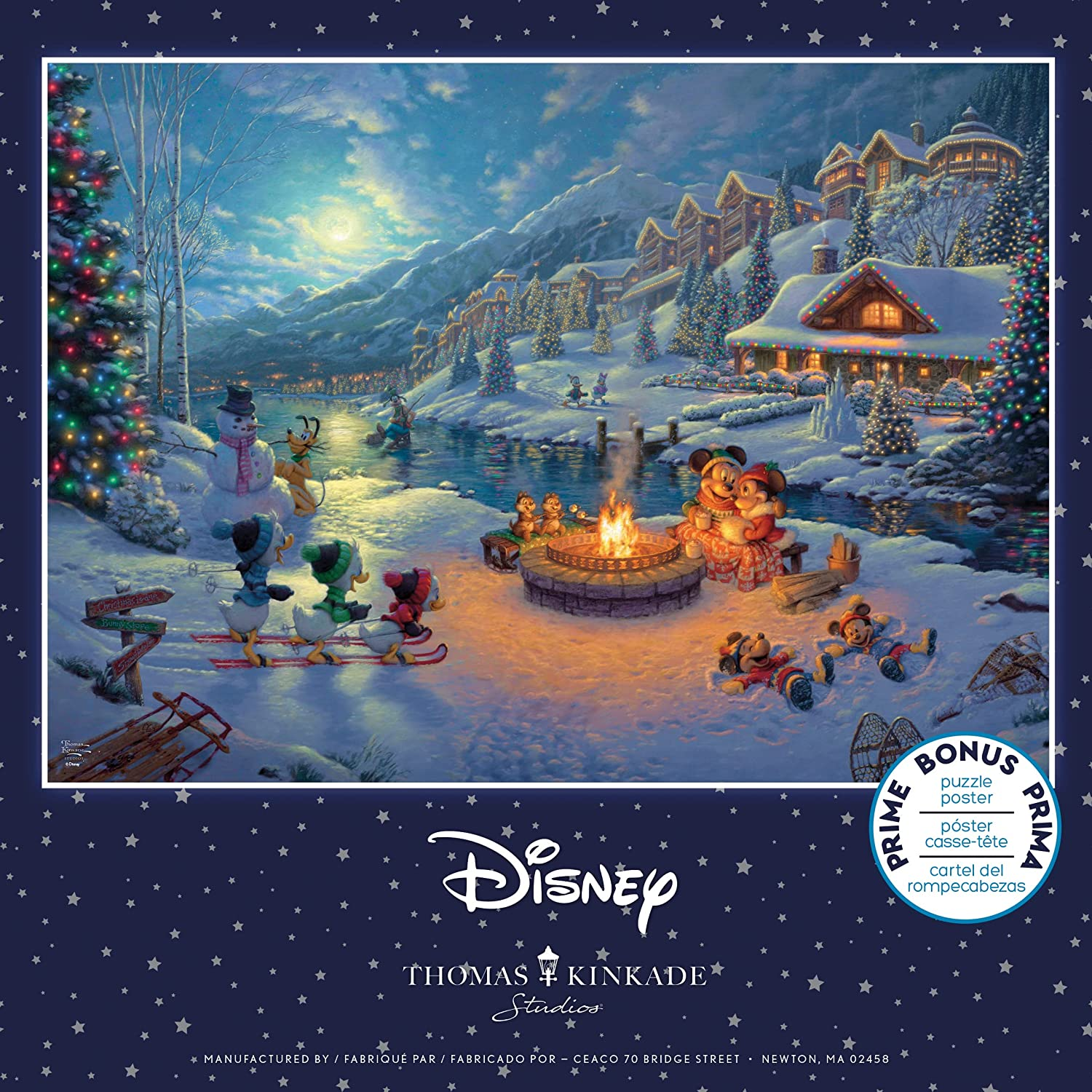 Ceaco - Thomas Kinkade - Disney Dreams Collection - Holiday - Mickey and Minnie Christmas Lodge - 1000 Piece Jigsaw Puzzle image number 2