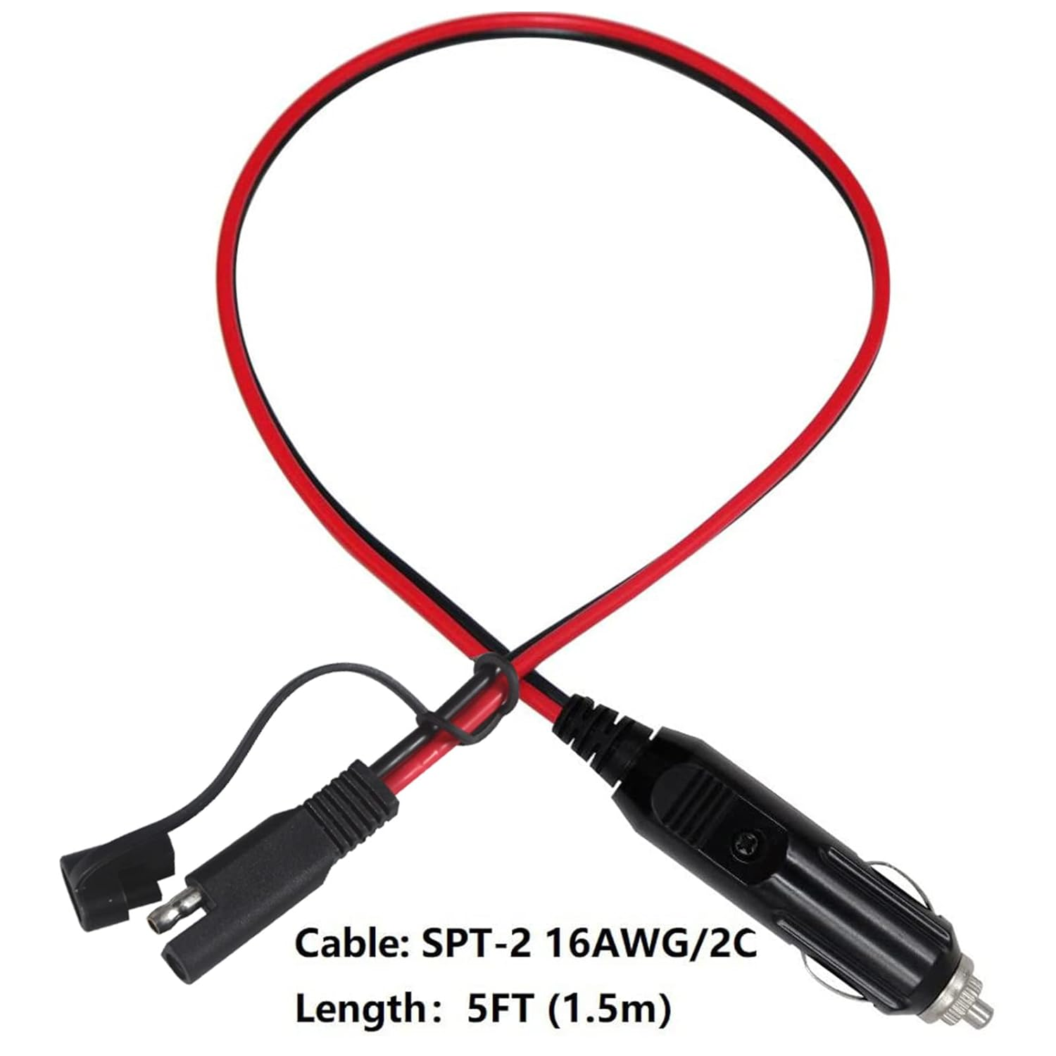 12V Car Cigarette Lighter to Quick Disconnector SAE 2 Pin Plug 12Volt 15A Cigar Lighter Plug Release Adapter with Led Indicator 5FT Extension Charging Cable 16AWG Wire image number 4