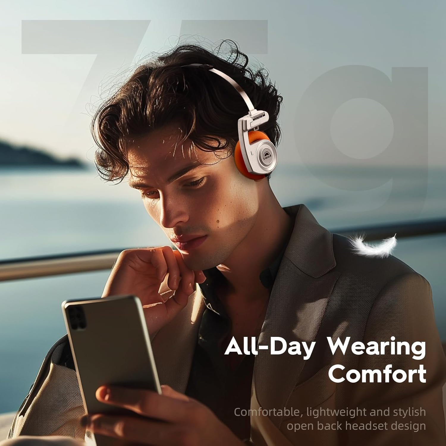 OKCSC Retro 3 Open Back Headphones,3.5Mm Wired Over-Ear Headsets, All-Day Playtime/Built-In Mic/Ultra Lightweight, Convenient to Carry for Travel, Commute, Sports, Hifi Sound 3.5MM Mic/Silver image number 5