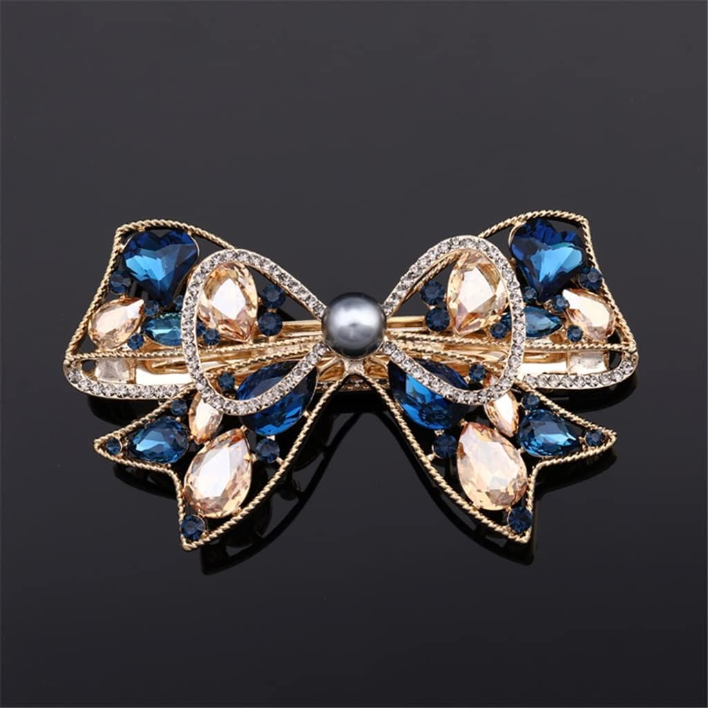 Crystal Hair Accessories,Clips Hairpins,Clip Plate,Hairpin Back Head Hair Accessories Headdress Temperament Hairpin Female Word Clip Back Head Clip Ponytail Chuck Flower (Color : A, Size : 6.8 * 4.6Cm image number 1