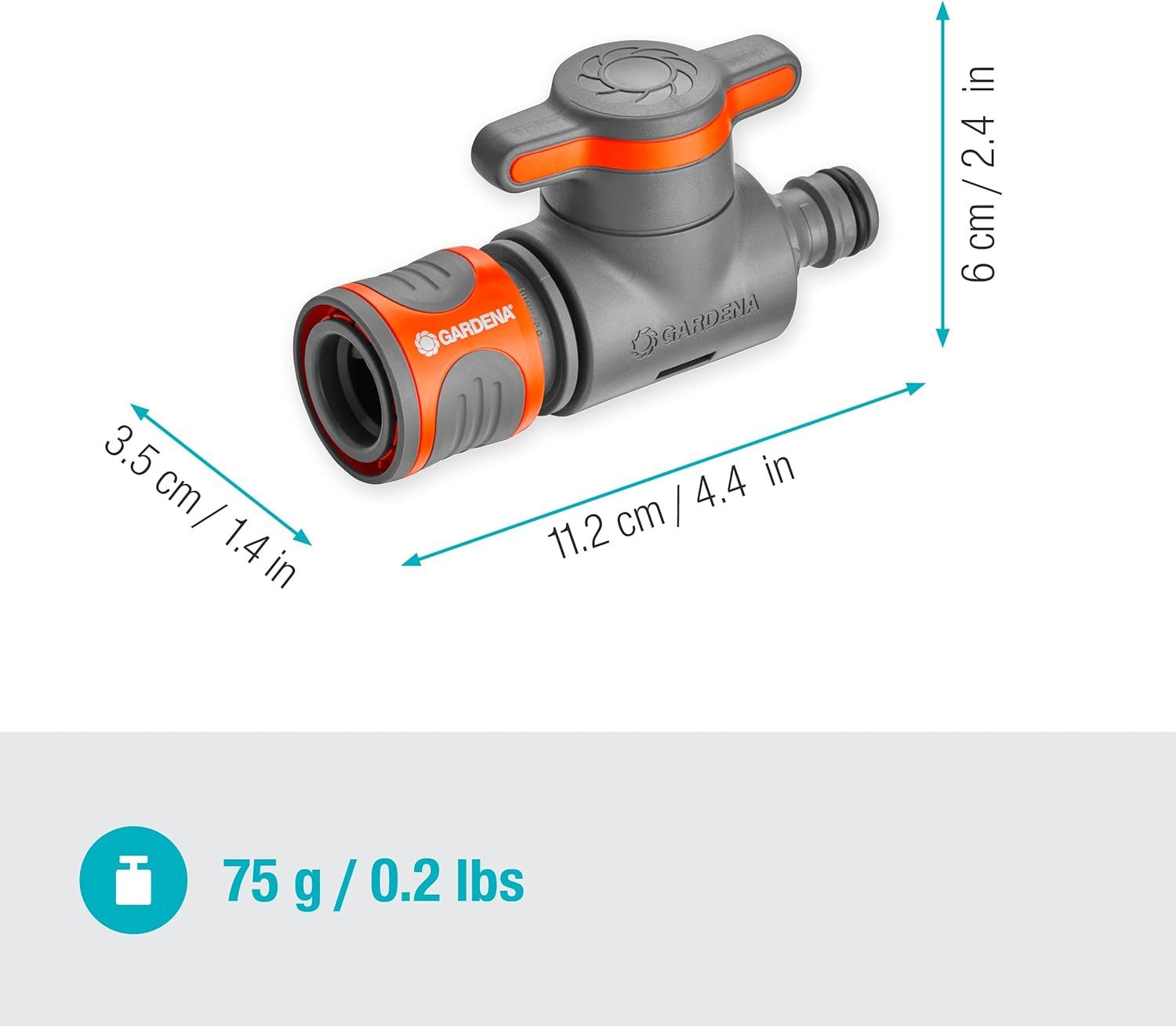 Gardena Control Valve: for Regulating or Shutting off the Water Flow at One End of the Y-Coupling, Ideal for Regulating the Range of a Sprinkler (18267-20) image number 1