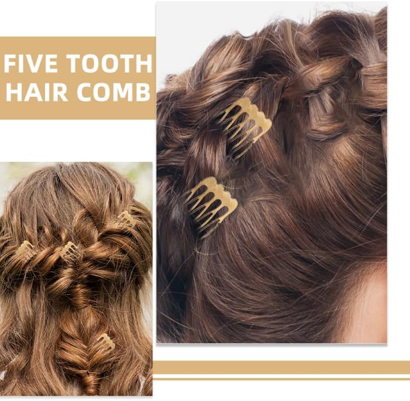 Beaupretty 5 Piece Metal Hair Combs for Women Small Hair Combs for Fine Hair Decorative Hair Accessories Versatile Styling Options for Any Hairstyle and Occasion image number 4
