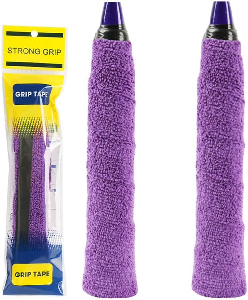 Badminton Racket Grip Tape, (2 Pack) Cotton Towel Grip Badminton Grips, Super Absorbent and Enhanced Shuttlecock Racquet Overgrip, Anti-Skid Sweatband Tape for Badminton Bike Handle