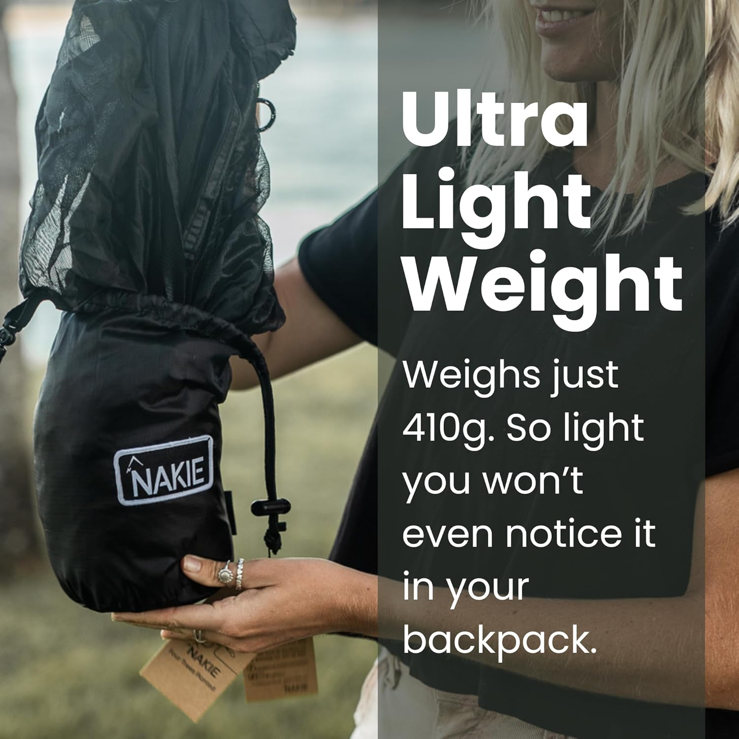 Nakie Bug Net - Eco Conscious. Compact, Light Weight Portable, Camping, Travel and Hiking, Mosquito Net, Hammock Bug Net image number 6