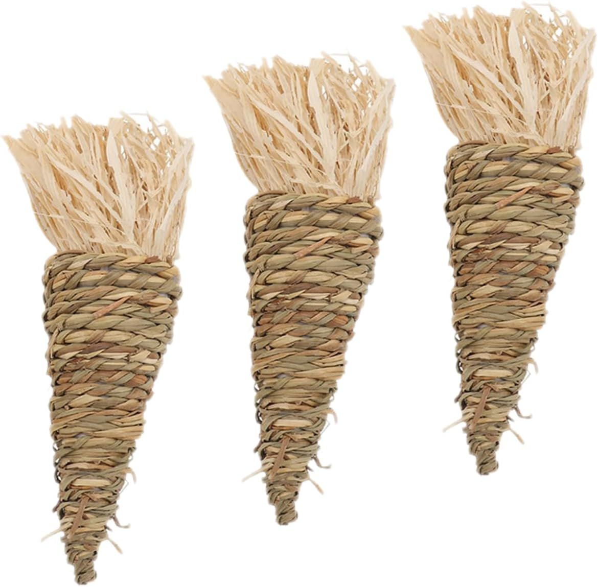 Levemolo 3Pcs Carrot Toy for Rabbit Guinea Pig Hamster Chewable Supply Hay for Bunny Enrichment Small Animal Molar Toy image number 4