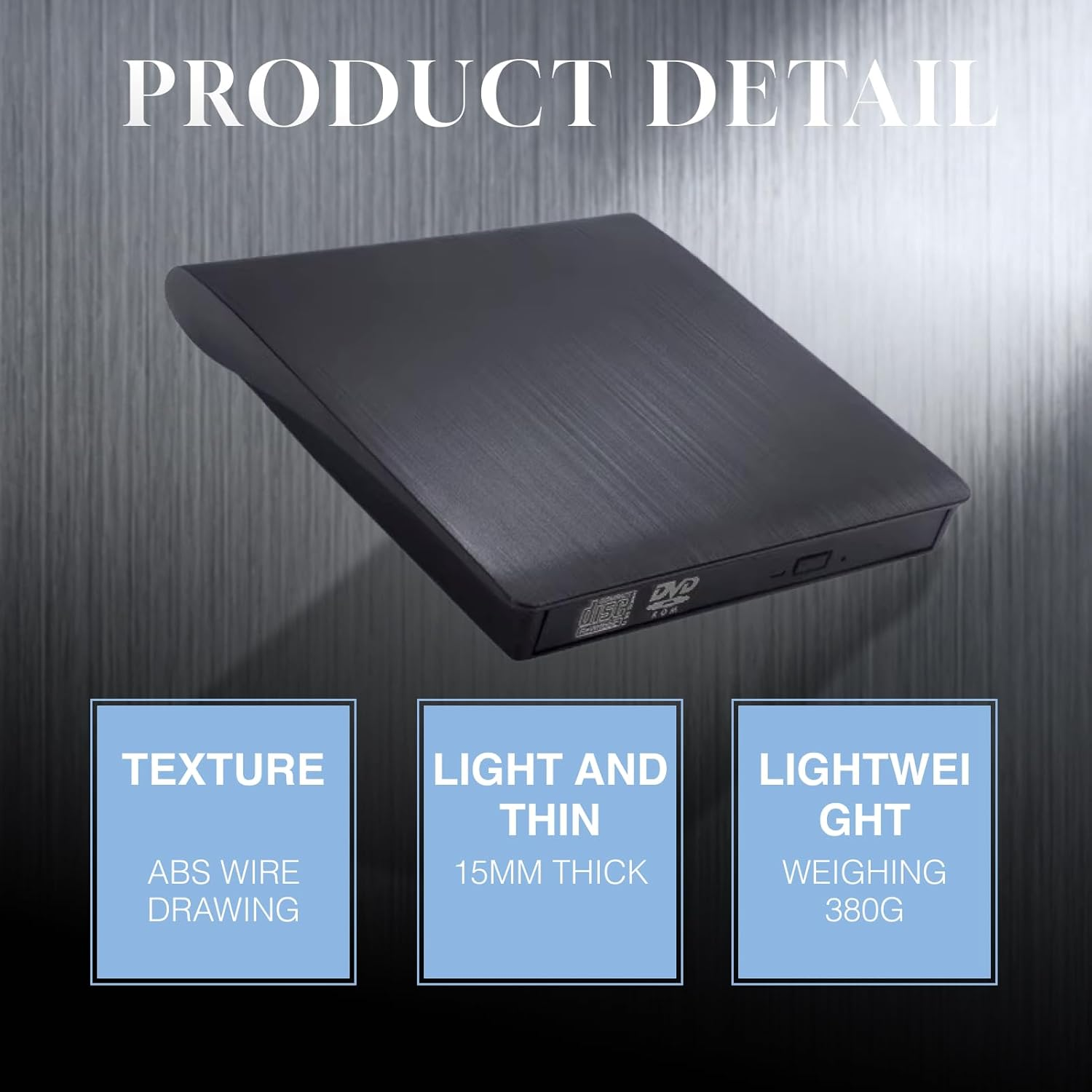 USB 3.0 External CD DVD Drive Slim Portable Optical Drive Player Writer Burner for Windows 10 8 7 XP Vista, Compatible with PC Laptop, High-Speed Read Write, Black