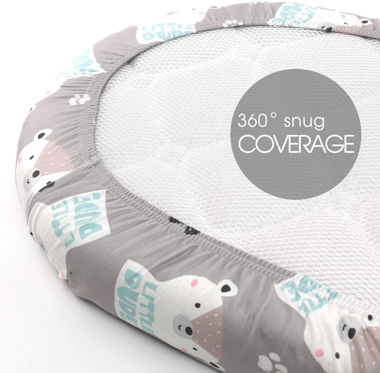 Stretch Ultra Soft Fitted Bassinet Sheet Set 2 Pack，Universal Cradle Sheet Set for Rectangle, Oval, or Hourglass Bassinet Pad/Mattress,Grey Bear for Boys - Aqua Green image number 7