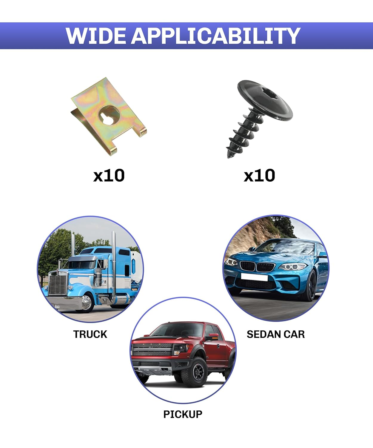 Bylikeho Bumper Clips,Car Accessories U Clips,Automotive Clips U Nut Clips,10 Sets Fender Liner Splash Shield Bumper Cover Screws,Automotive U Nut and Screw Clip Replacement,Replace #N90974701 image number 3