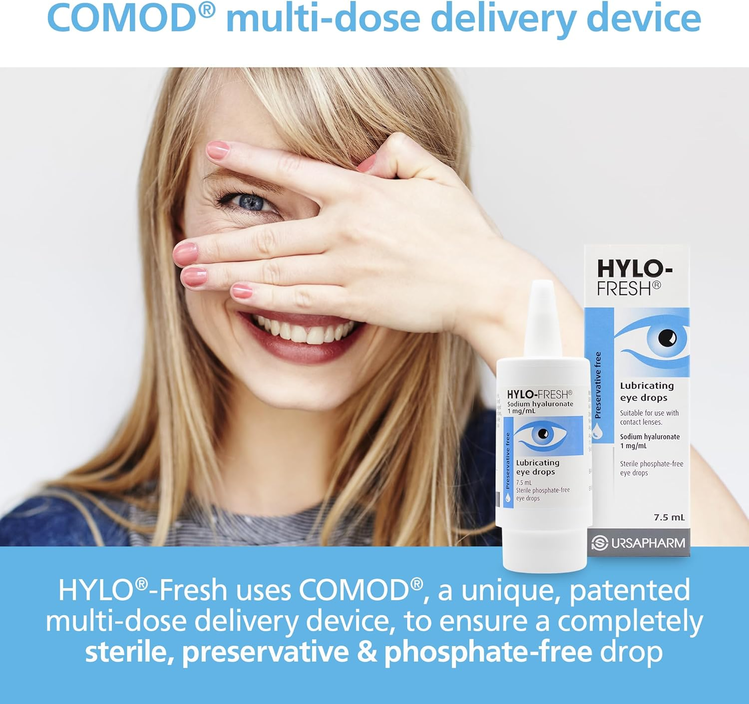 Hylo-Fresh Eye Drops - Dry Eye Drops for Mild to Moderate Dry Eye. Suitable Post Operative and Contact Lenses Use. Long-Lasting Preservative Free, 7.5 Ml image number 4