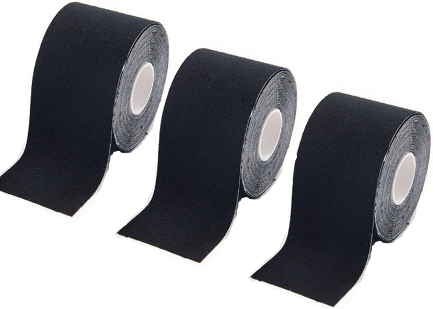 3 Roll Athletic Tape,Adhesive Non-Slip Grip Tape,Sports Tape for Wrapping Exercises Gymnastics,Sports Bandage, Handlebar Handshake Tape, Aerial Hoop Tape(16.4Ft X 2 Inch,Black) image number 4