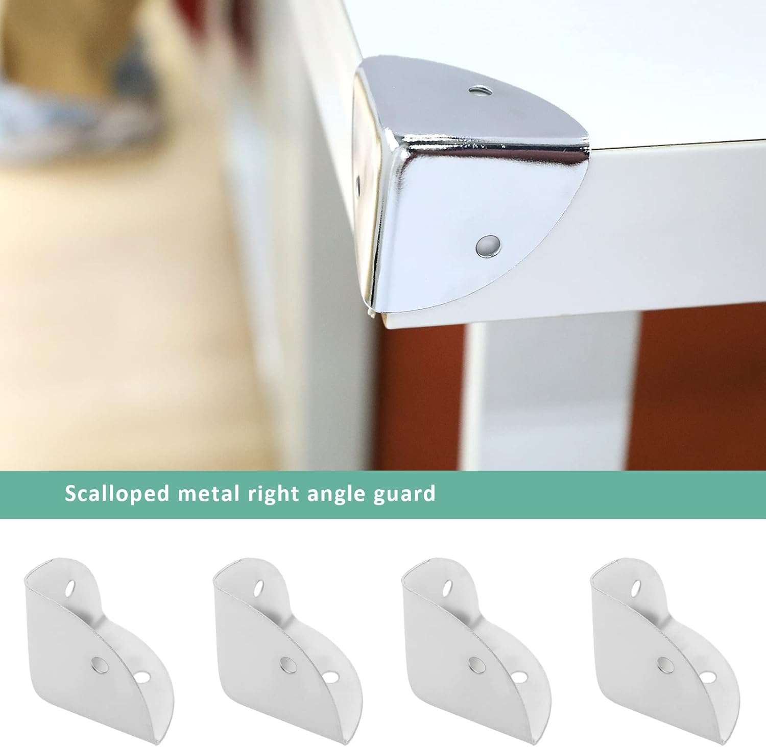 SING F LTD 8PCS 39Mm Corner Angle Brace Protectors Scalloped Metal Right Angle Corner Guards for Wooden Box Desk Chest Case Flightcase Silver - Silver image number 6