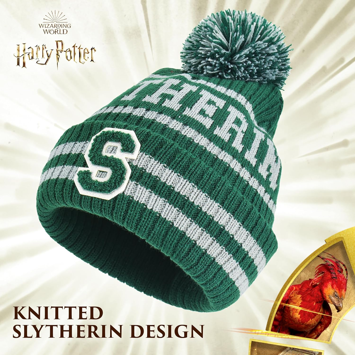 Concept One Harry Potter Beanie Hat, Hogwarts Collegiate Winter Knit Cap with Cuff and Pom image number 5