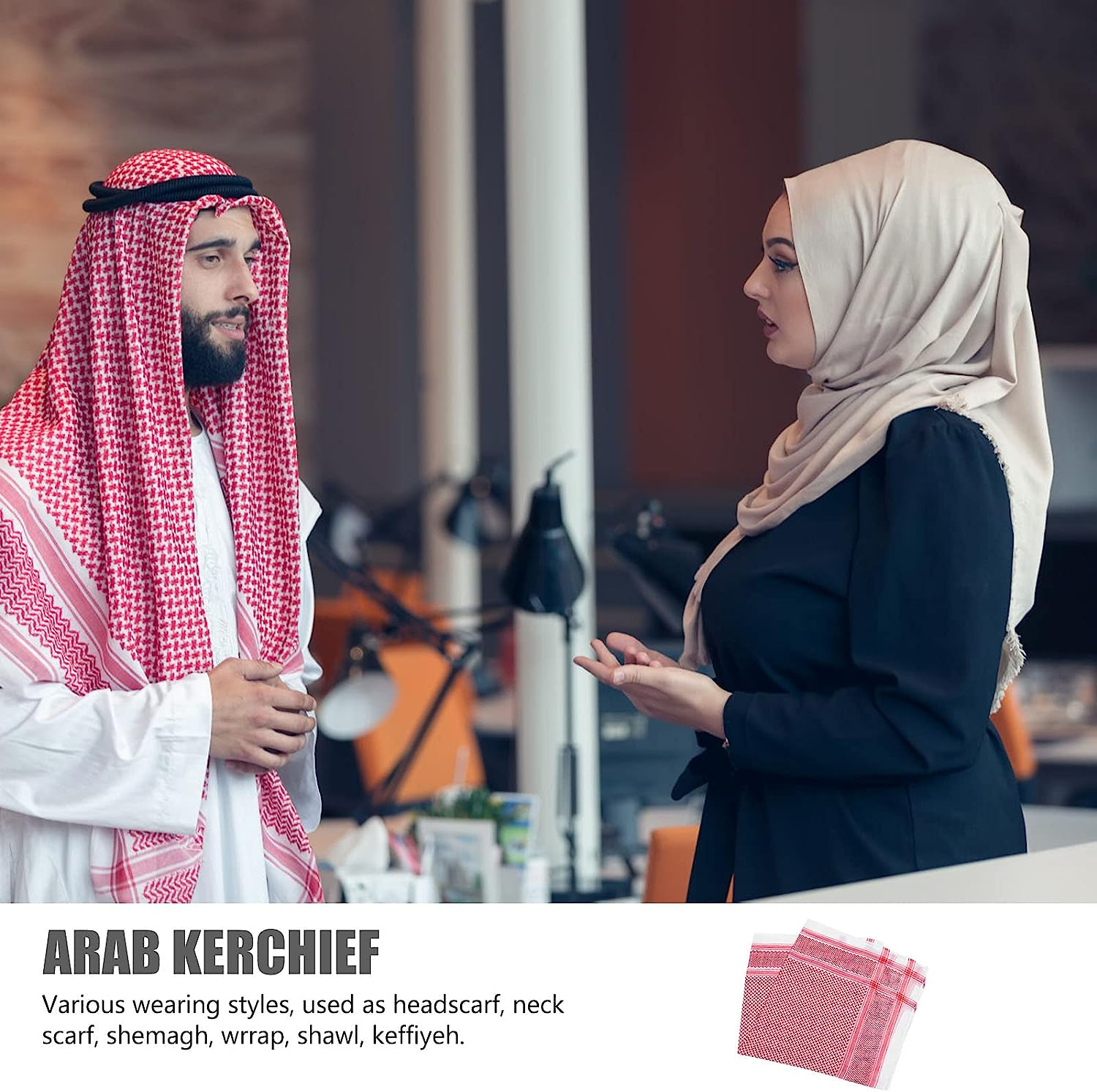 PRETYZOOM Men Arab Turban Dubai Kerchief Middle East Shemagh Head Scarf Headwear image number 1