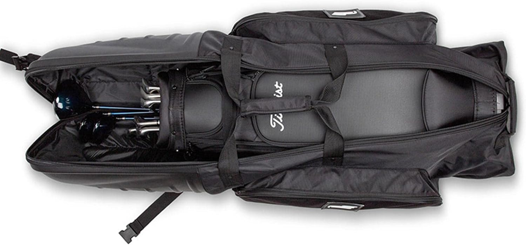 Hellery Golf Travel Bag with Wheels and Hard Case to Protect Your Clubs Black image number 5