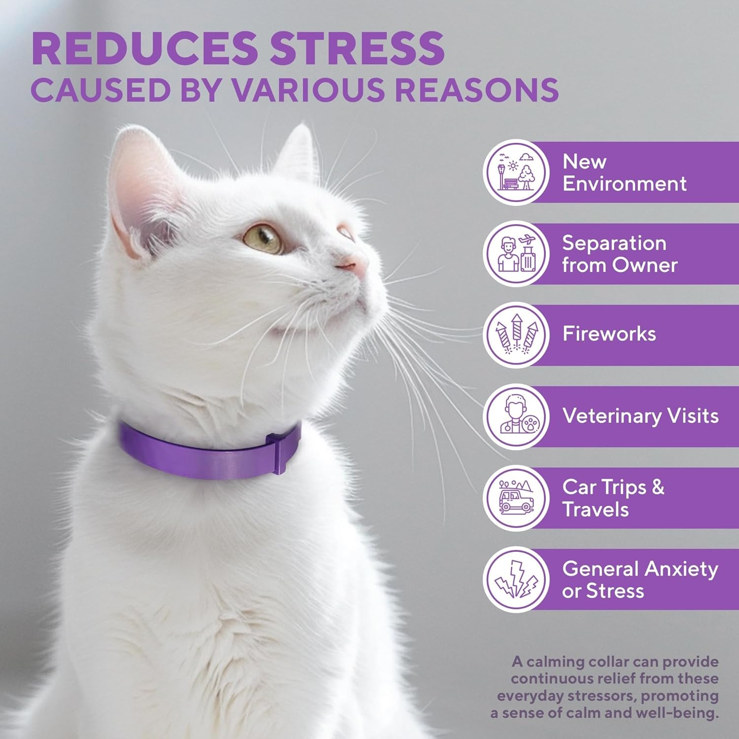 Cat Calming Collar & Pet anti Anxiety Products - Feline Calm Pheromones Collars & Cats Stress Relief - Relaxivet Comfort Helps with Pee, New Zone, Aggression, Fighting with Dogs & Other Behavior image number 3
