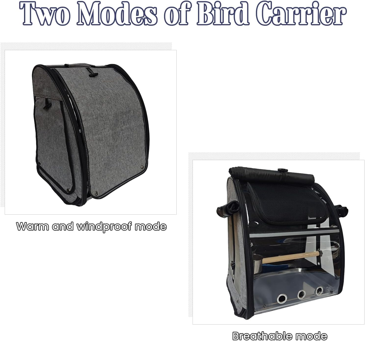 PAWFECTJEE Portable Bird Carrier Backpack - Ideal Bird Travel Carrier for Parrot, Finch, Sparrow - Bird Backpack with Portable Cage image number 5