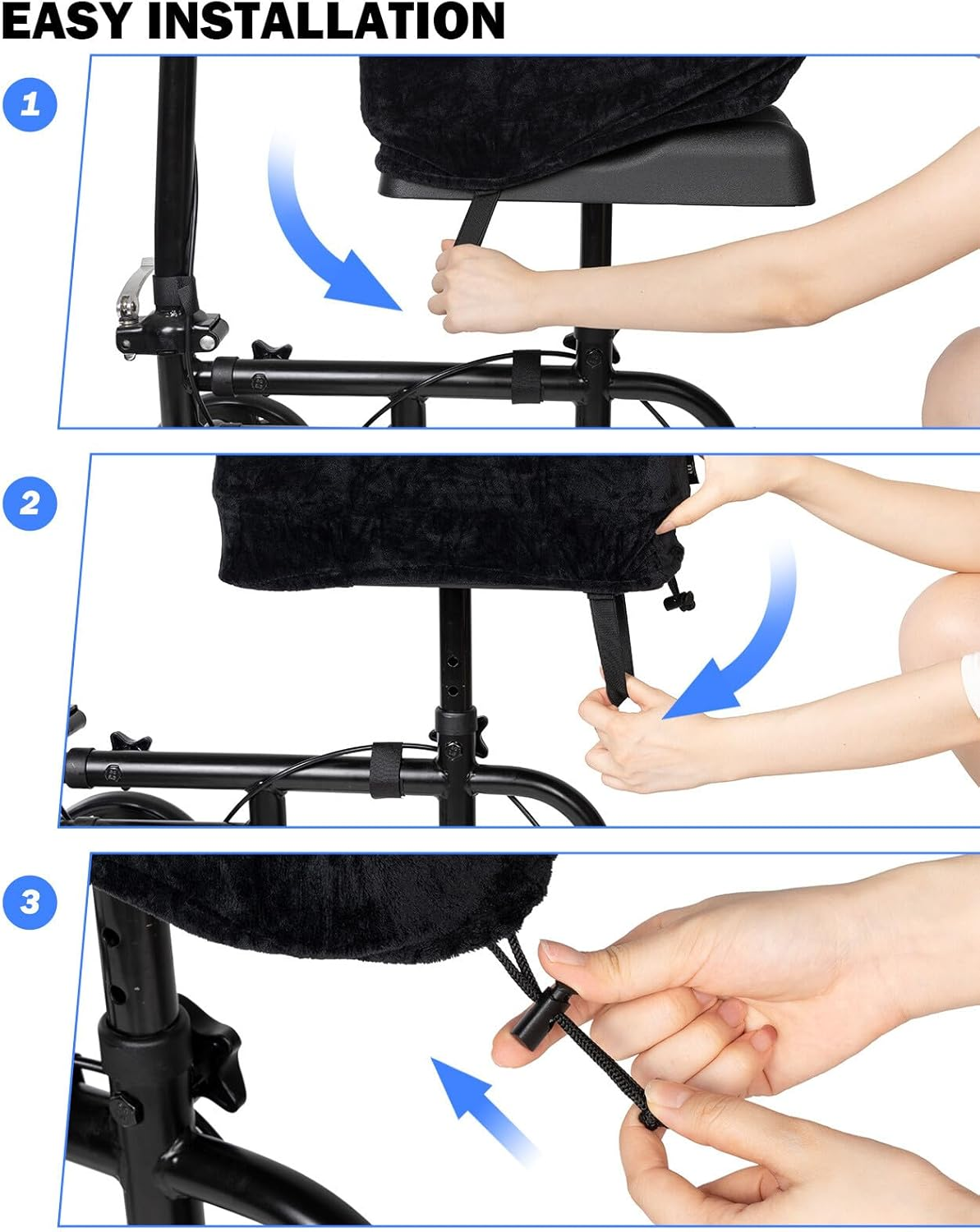 Knee Scooter Cushion Cover, Knee Scooter Pad for Comfort, Memory Foam Cushion Knee Walker Accessories with Removable Cover, 2'' Thick Fits Most Knee Walker Models image number 2