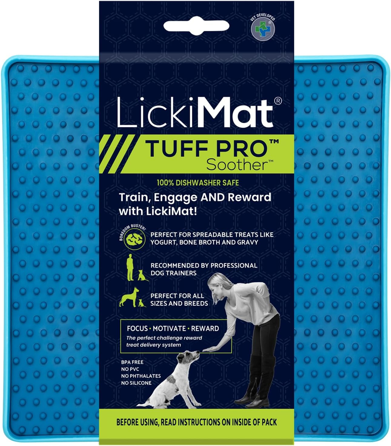 Lickimat PRO Tuff Soother for Dogs, Heavy Duty Lick Mat, Calmer, Anxiety Reliever and Alternative to Puzzle Toys and Slow Feeder Bowls. Perfect for Peanut Butter, Yoghurt, Healthy Treats, Turquoise. - Orange image number 3
