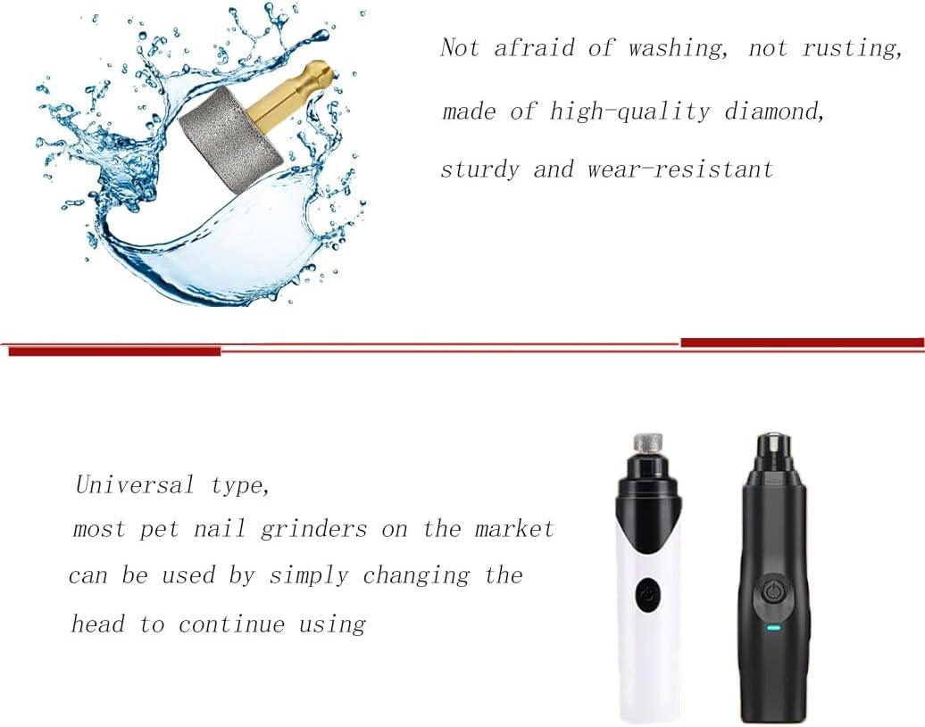 Hysgscwd 10Pcs Dog Nail Grinder Replacement Heads, Pet Nail Clippers Diamond Tips Drill Bit, Pet Nail Trimmers Spare Grinding Wheel for Pet Paw Grooming Tool, Cat Claw Nail Trimmer Grinder Rotarytip