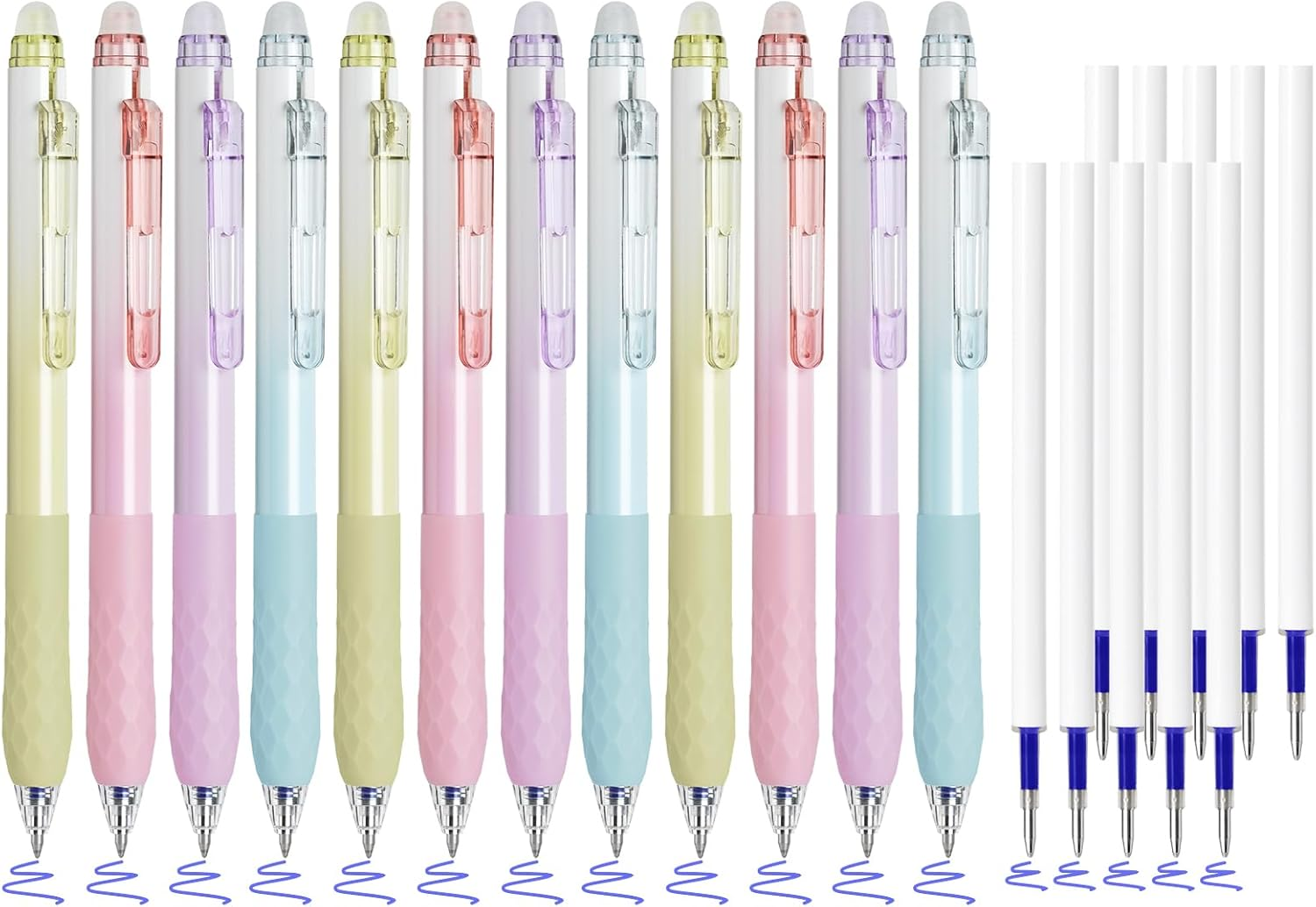 BAYTORY 8Pcs Fine Point Erasable Gel Pens, 0.5Mm Retractable Black and Blue Ink Pen, Smooth Writhing Comfortable to Use for Taking Marking Planner Crossword Puzzles (White)
