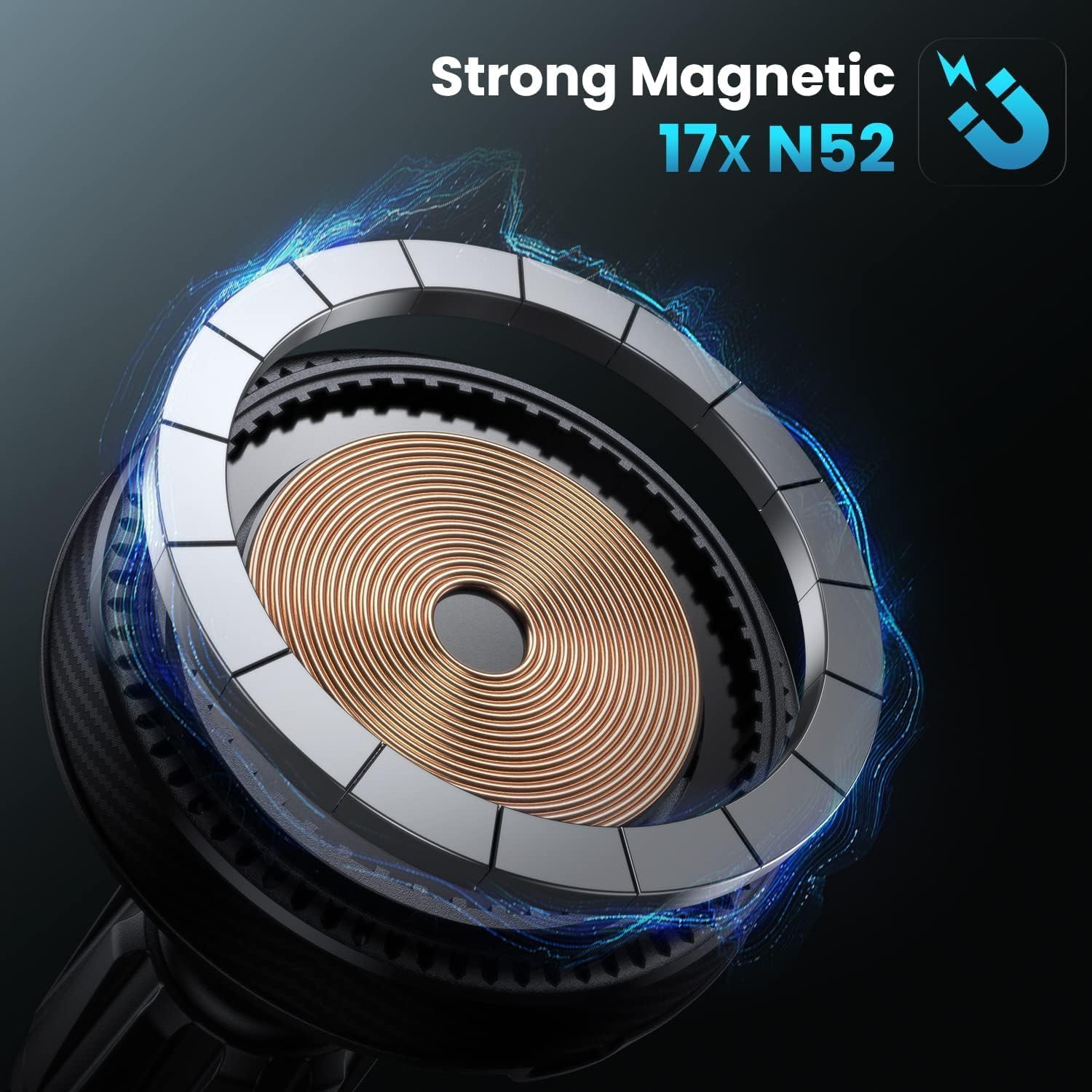 A2C Universal Qi2 Magnetic Car Mount 15W Wireless Charger [Car Plug, USB-C Cable & Metal Ring] for Iphone 17 16 15 14 13 12 Magsafe Case, Magnet Air Vent Phone Holder Cooling Charging - Black