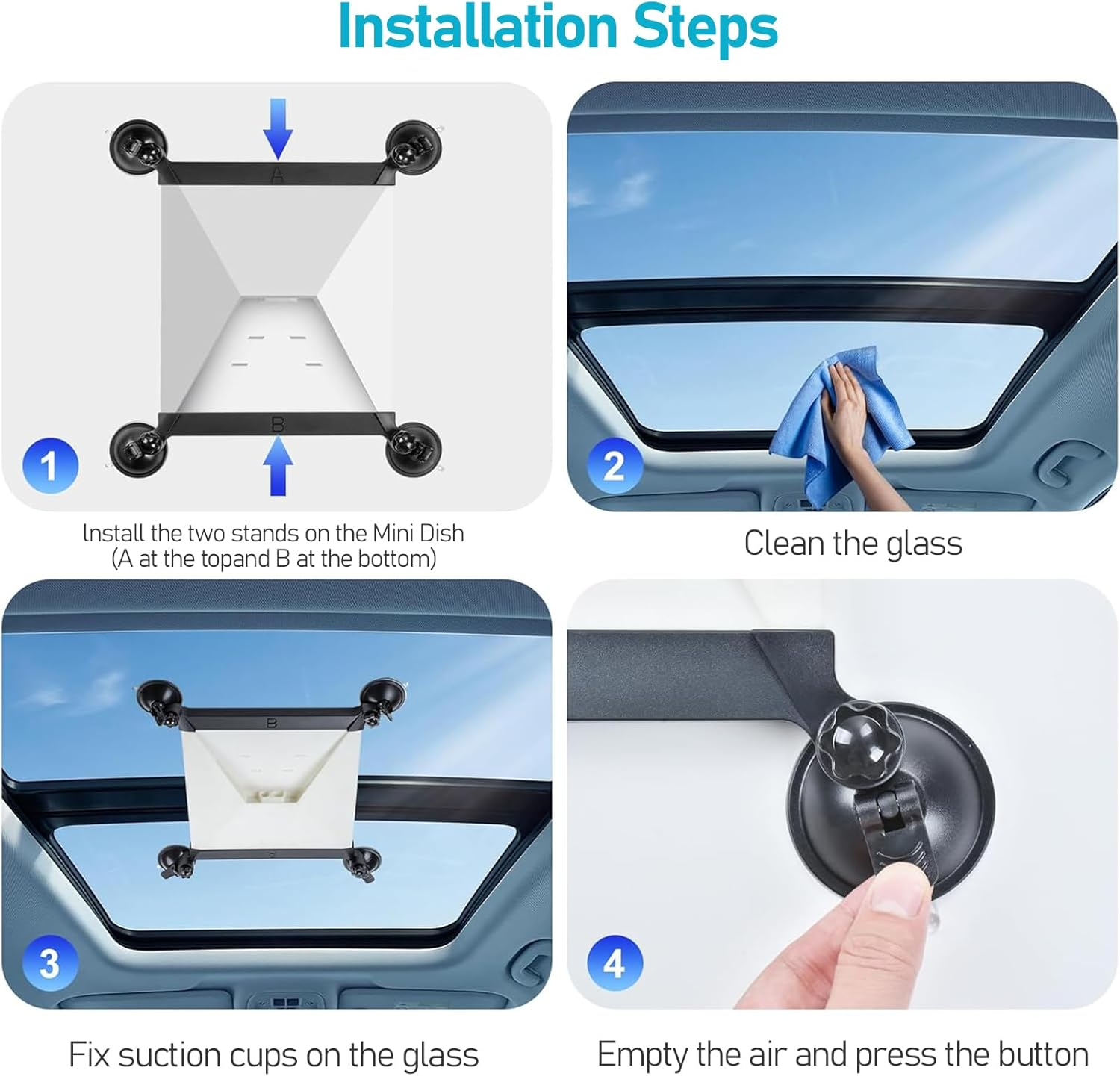 Daboot Starlink Mini Mount - Suction Cup Car Mount for Star Link Mini Accessories Mounting Kit for Vehicle Windows and Sunroofs Starlink Mini Roof Holder for Car, RV, Boat, Truck Glass (Black)
