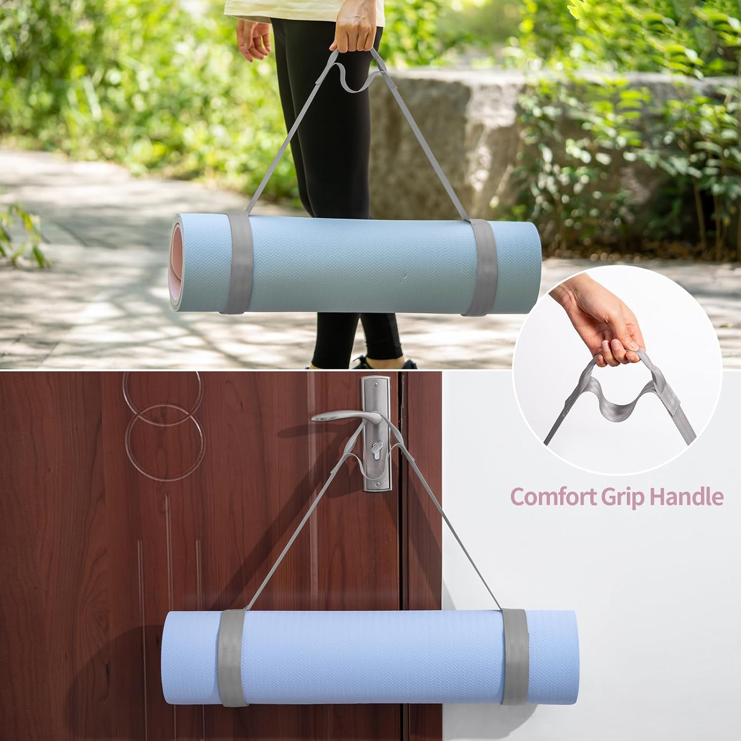 Trilancer Adjustable Yoga Mat Strap with Hook and Loop Closure, Yoga Mat Holder Carrier,And Organizing-Mat Not Included