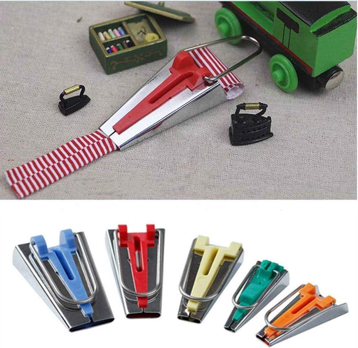 Windman 5Sizes Single/Double Fold Bias Tape Maker Tool Kit Includes 6MM/9MM/12MM/18MM/25MM 4Sizes Bia Tape Maker for DIY Sewing Quilting Tape Binding Use image number 1