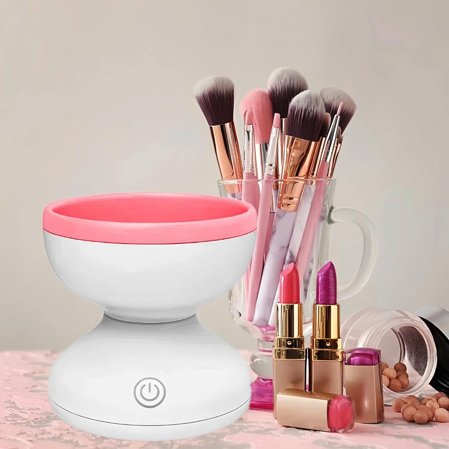 Electric Makeup Brush Cleaner, Automatic USB Makeup Brush Cleaner Machine, Time Saving Electric Cosmetic Brush Cleaner Deep Cleaning Automatic Makeup Brush Spinner for Makeup Brushes Home 3.5X3.5X3.5 In image number 4