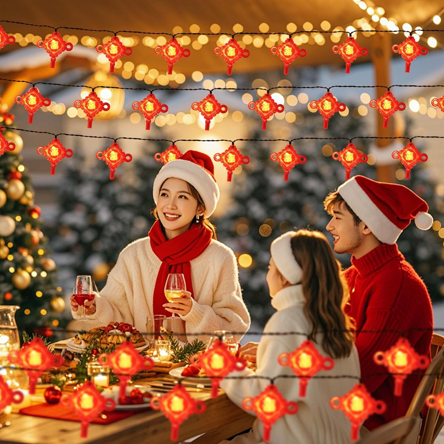 Chinese New Year Mini Red Lantern String Lights, 6M 40 LED Lantern Lights for Indoor Outdoor Festival Decor, Warm White Holiday Party Decoration for Spring Festival Year of the Horse 2026, No Battery