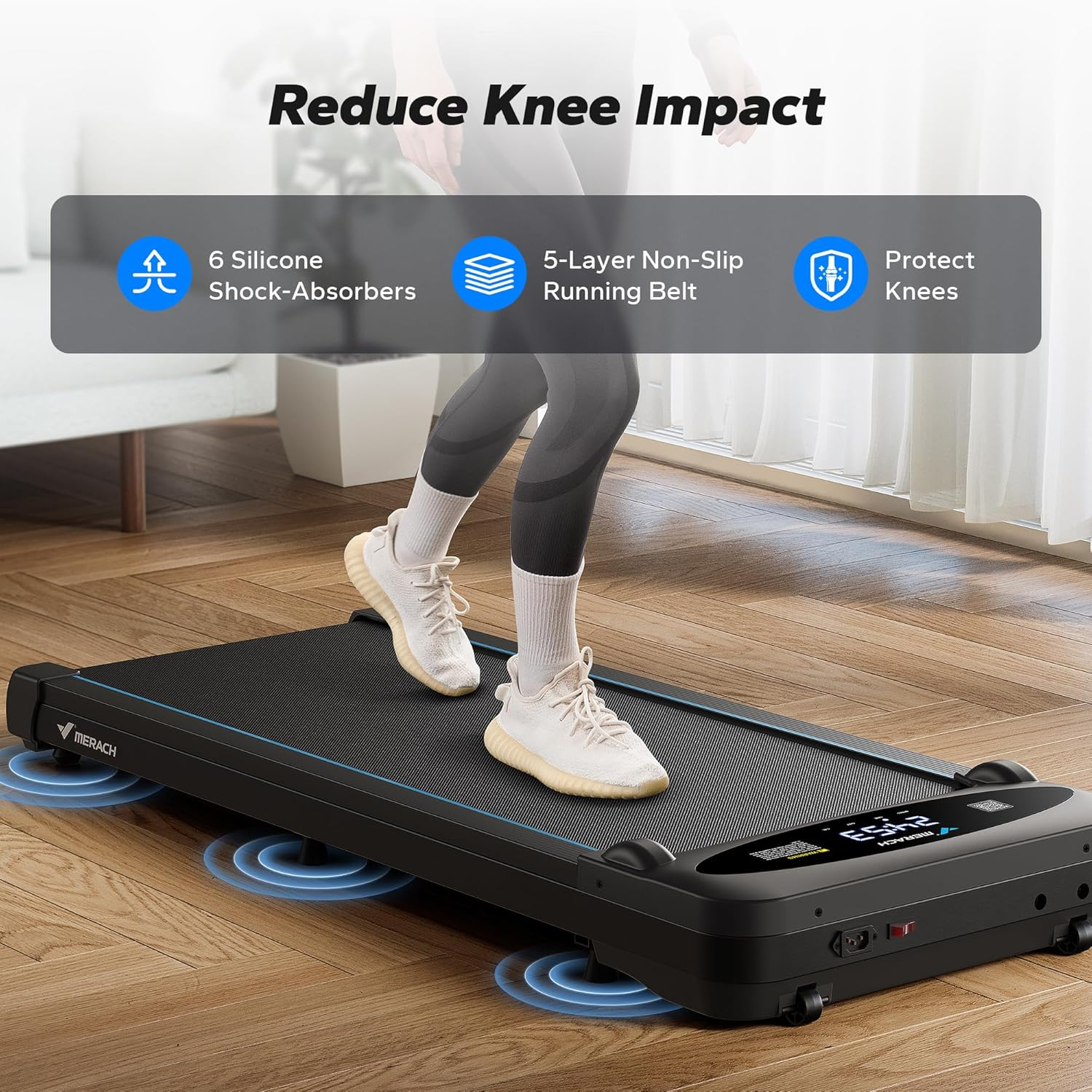 MERACH Walking Pad, under Desk Treadmill for Home & Office, Small Treadmill with Max 3.8MPH 40 Db, 2 in 1 Quiet Portable Mini Treadmill with Remote Control, APP, LED Display image number 3