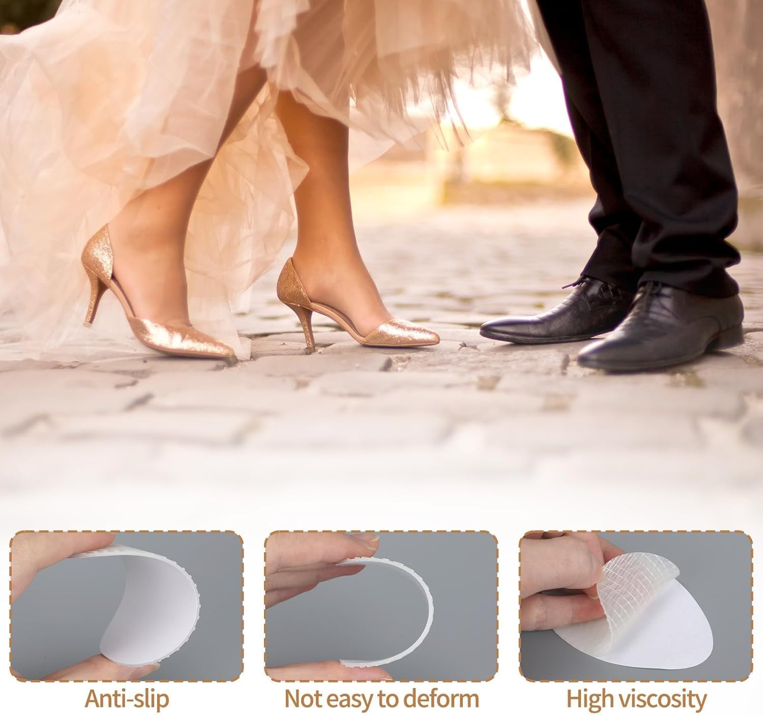 Non-Slip Shoes Pad Adhesive Shoe Sole Protectors, 8Pcs Non-Slip Shoes Pad Sole Protectors High Heels Anti-Slip Shoe Grips,Non-Skid Shoe Pads Self-Adhesive Shoe Grips anti Slip Shoe Pads image number 3